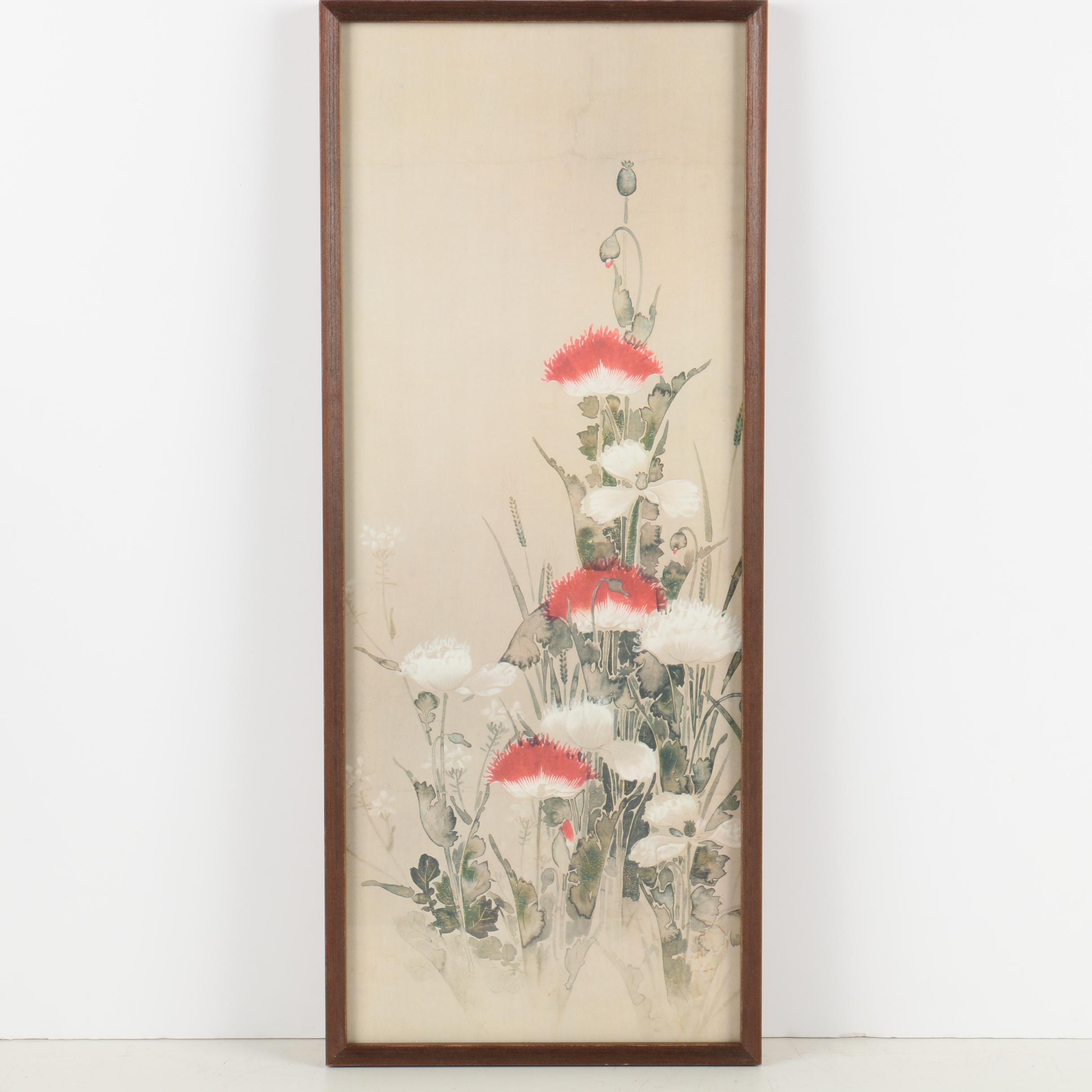 Offset Lithograph After Tawaraya Sōtatsu "Red and White Poppies"