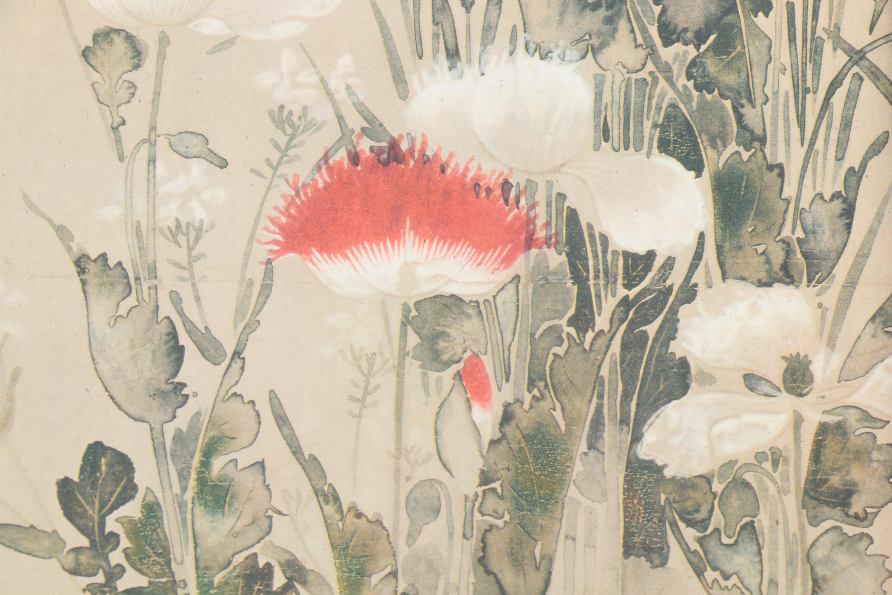 Offset Lithograph After Tawaraya Sōtatsu "Red and White Poppies"