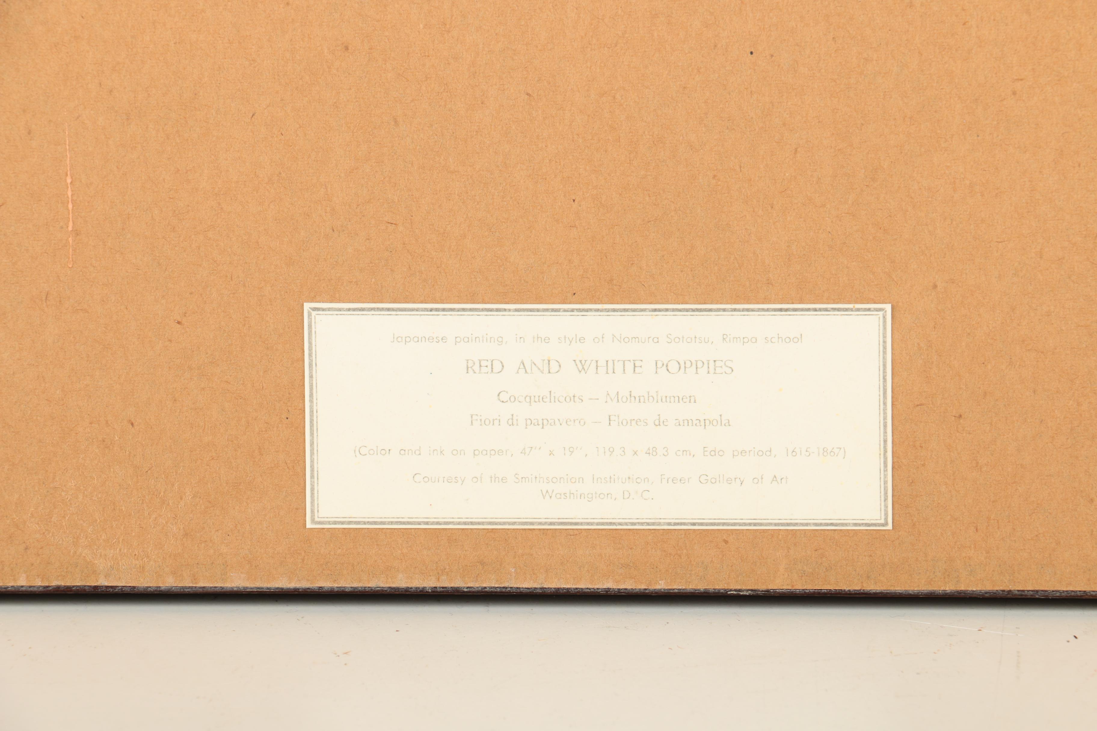 Offset Lithograph After Tawaraya Sōtatsu "Red and White Poppies"