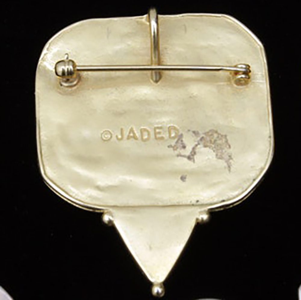 Jaded Gold Tone Brooch