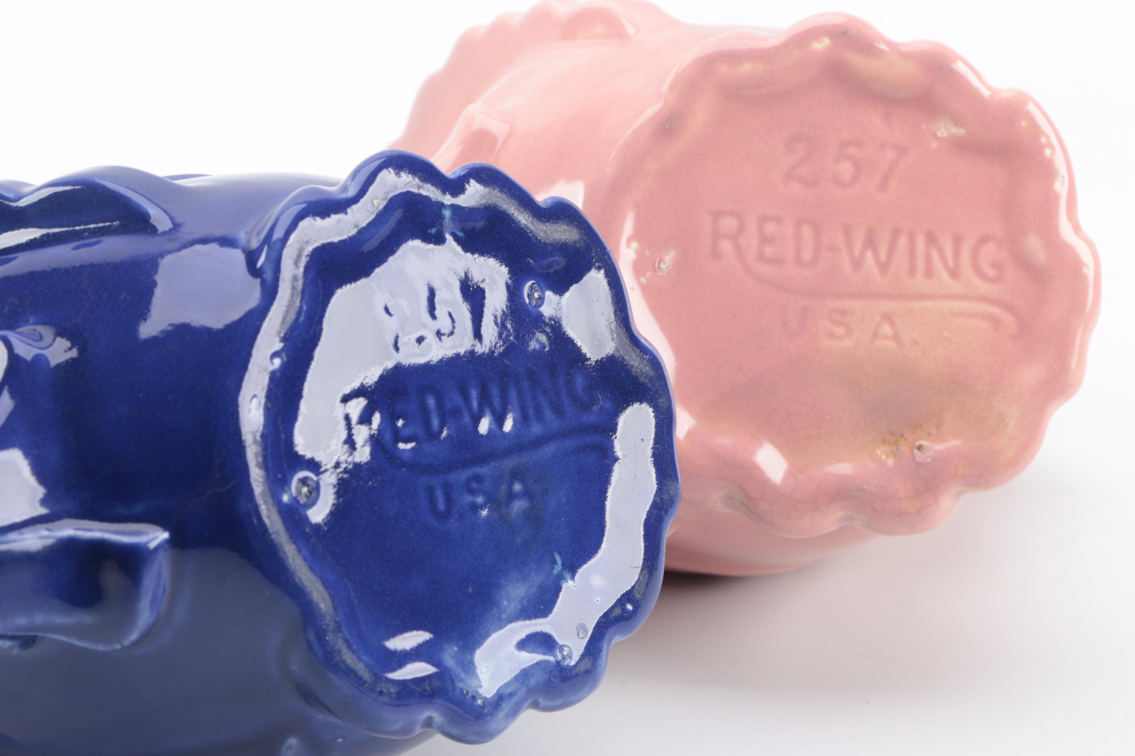 Vintage Red-Wing Pottery Figural Chicken Teapots