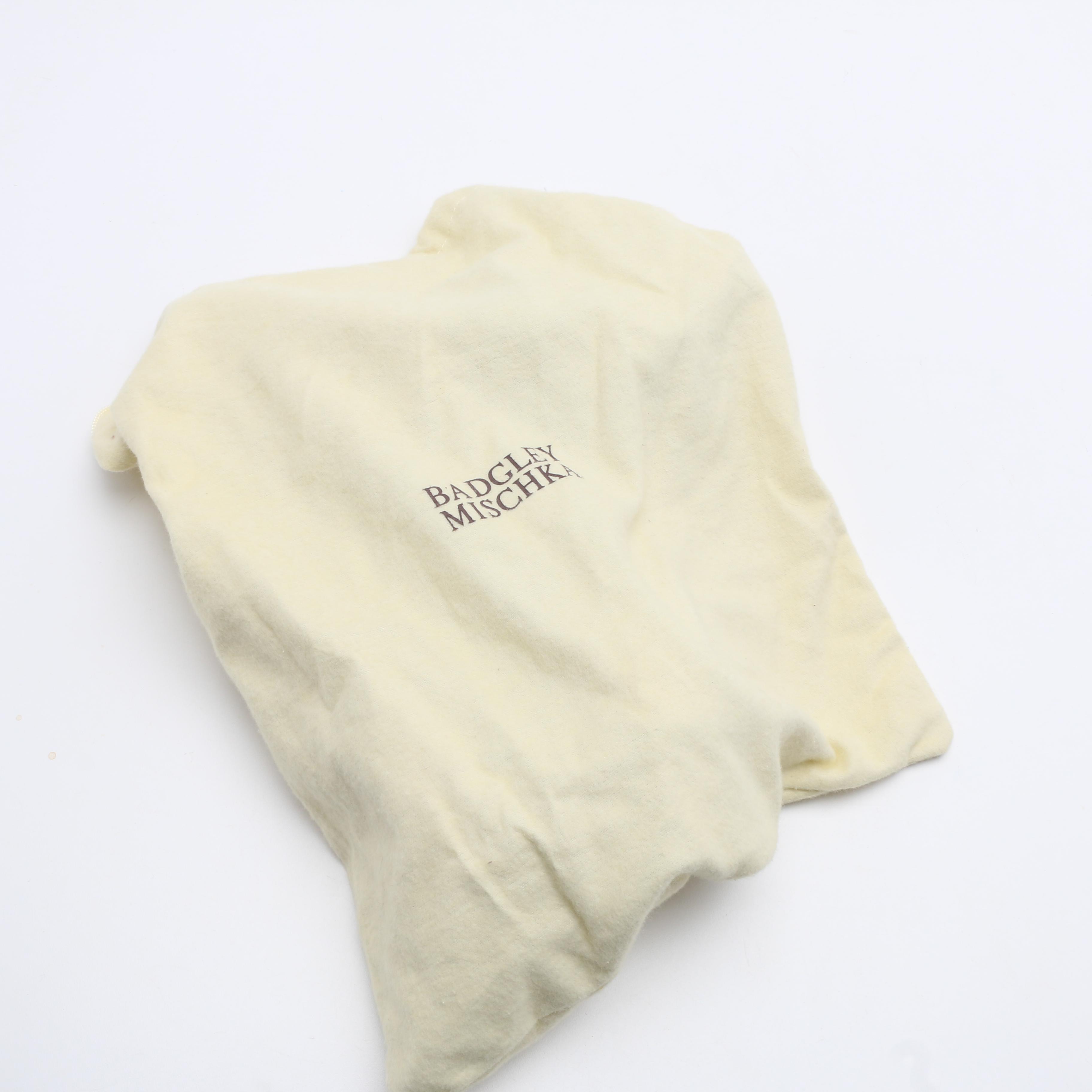 Badgley Mischka Ivory Satin Kitten Heels with Rhinestone Embellishment