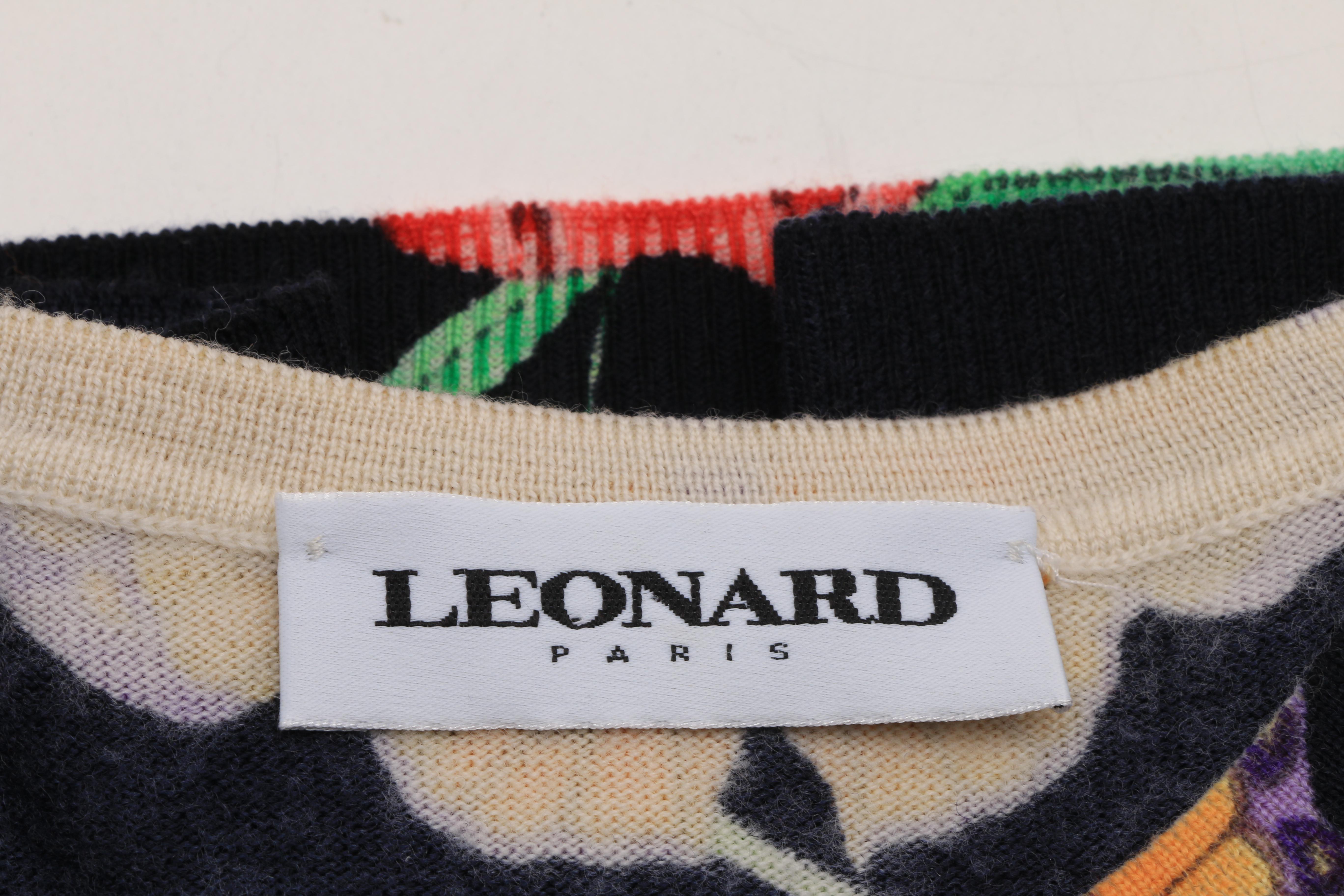 Leonard of Paris Extra Fine Merino Wool Butterfly Twinset in Navy