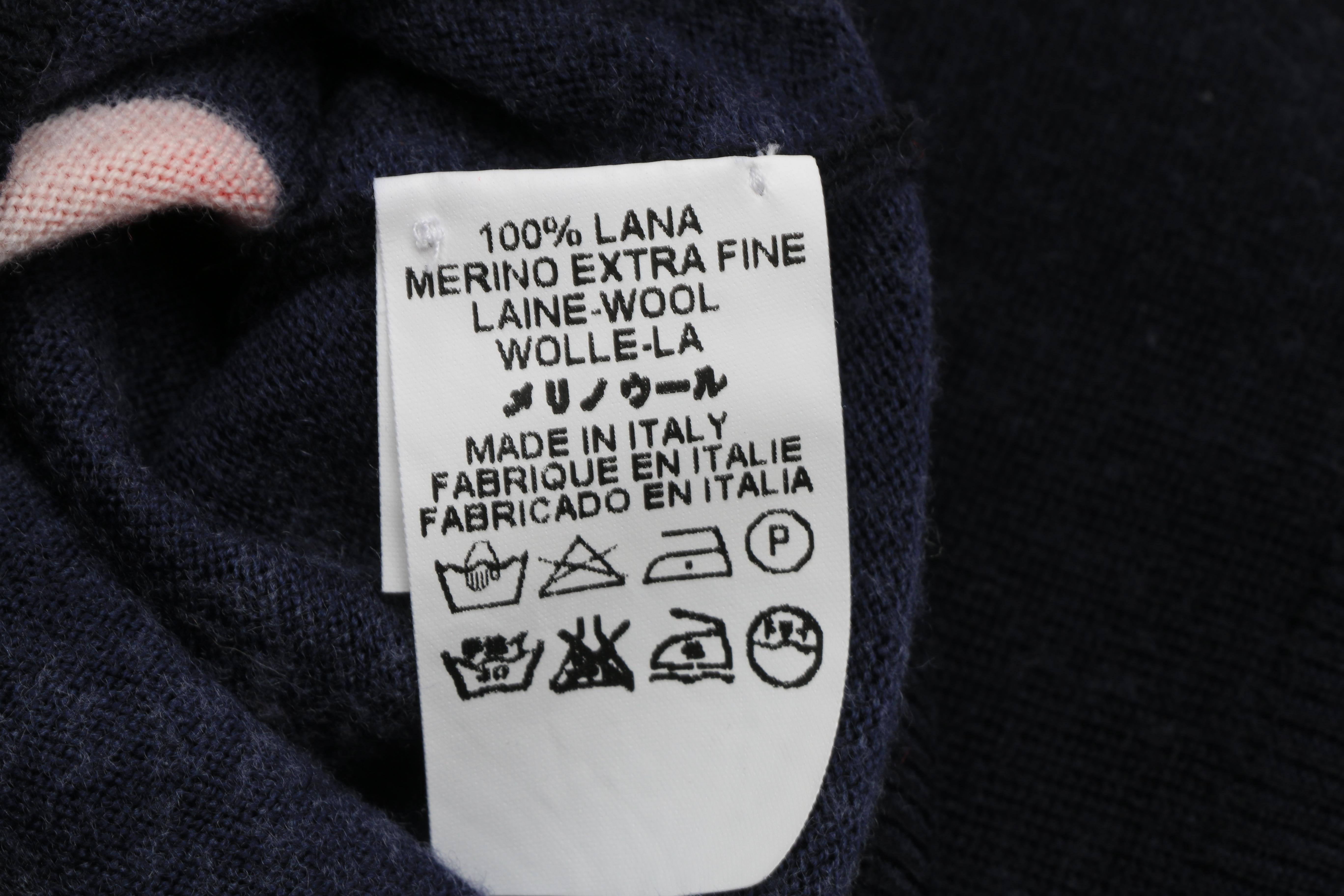 Leonard of Paris Extra Fine Merino Wool Butterfly Twinset in Navy