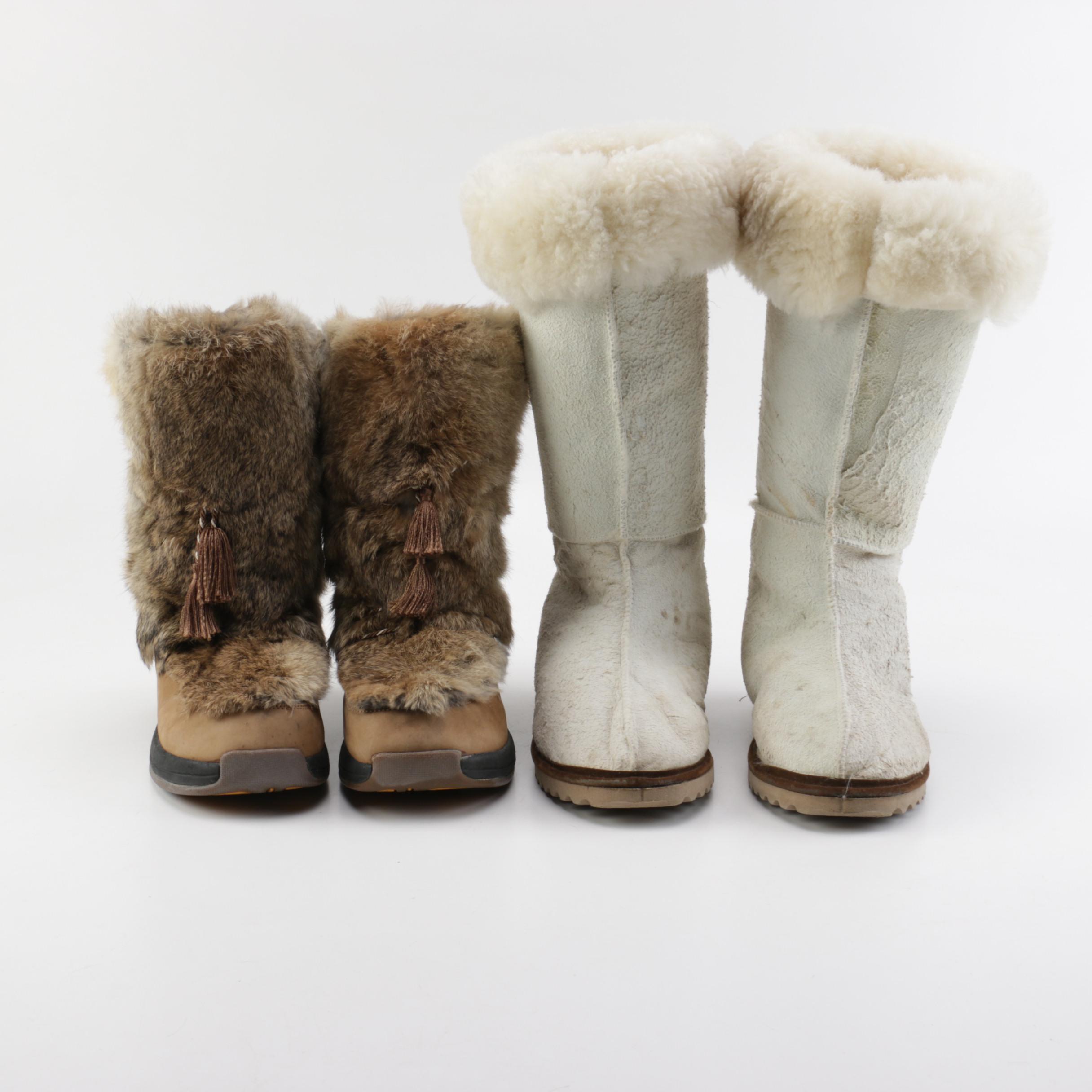 Pair of Women's Boots Including PrimaLoft Rabbit Fur Boots