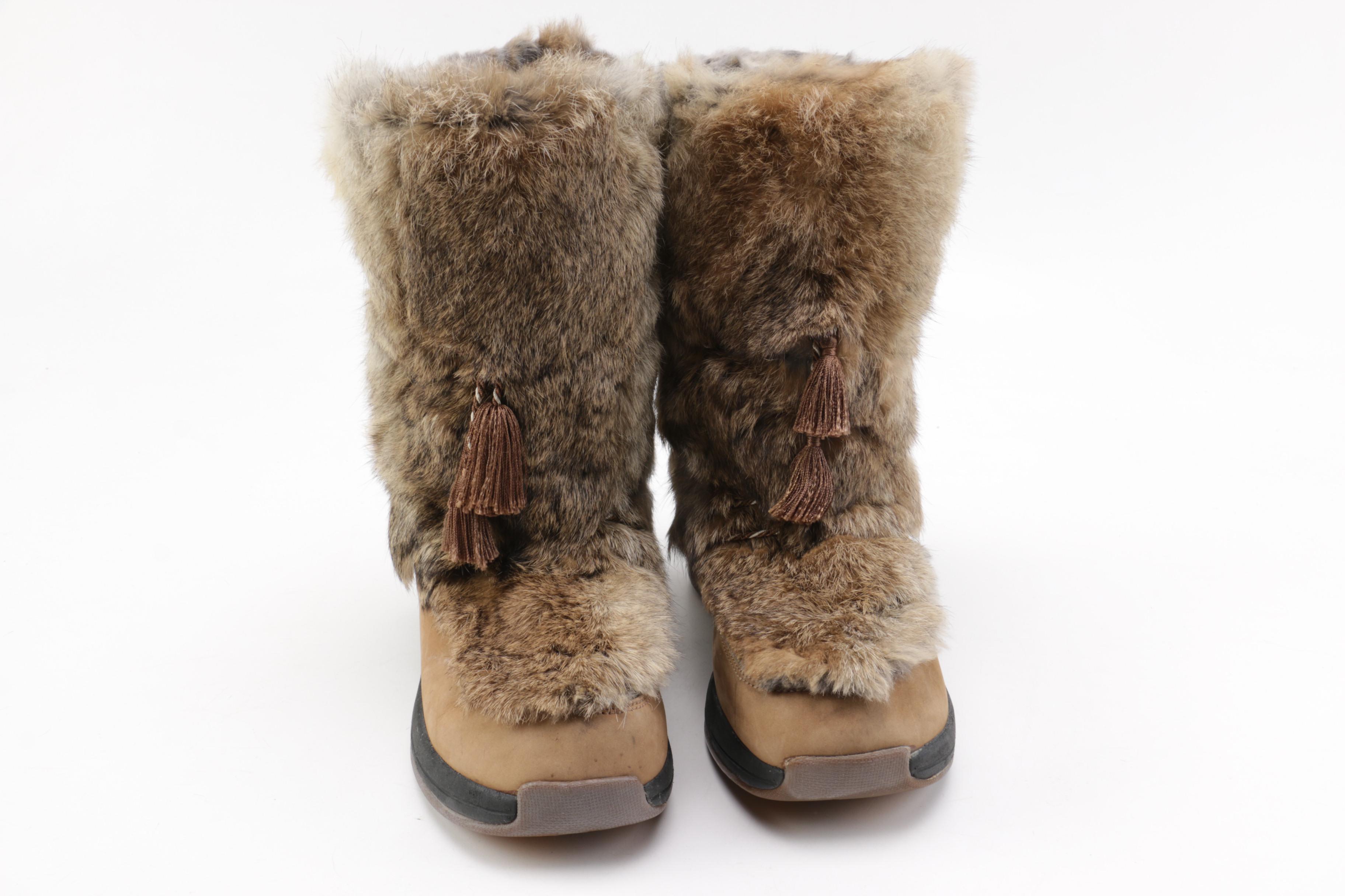 Pair of Women's Boots Including PrimaLoft Rabbit Fur Boots