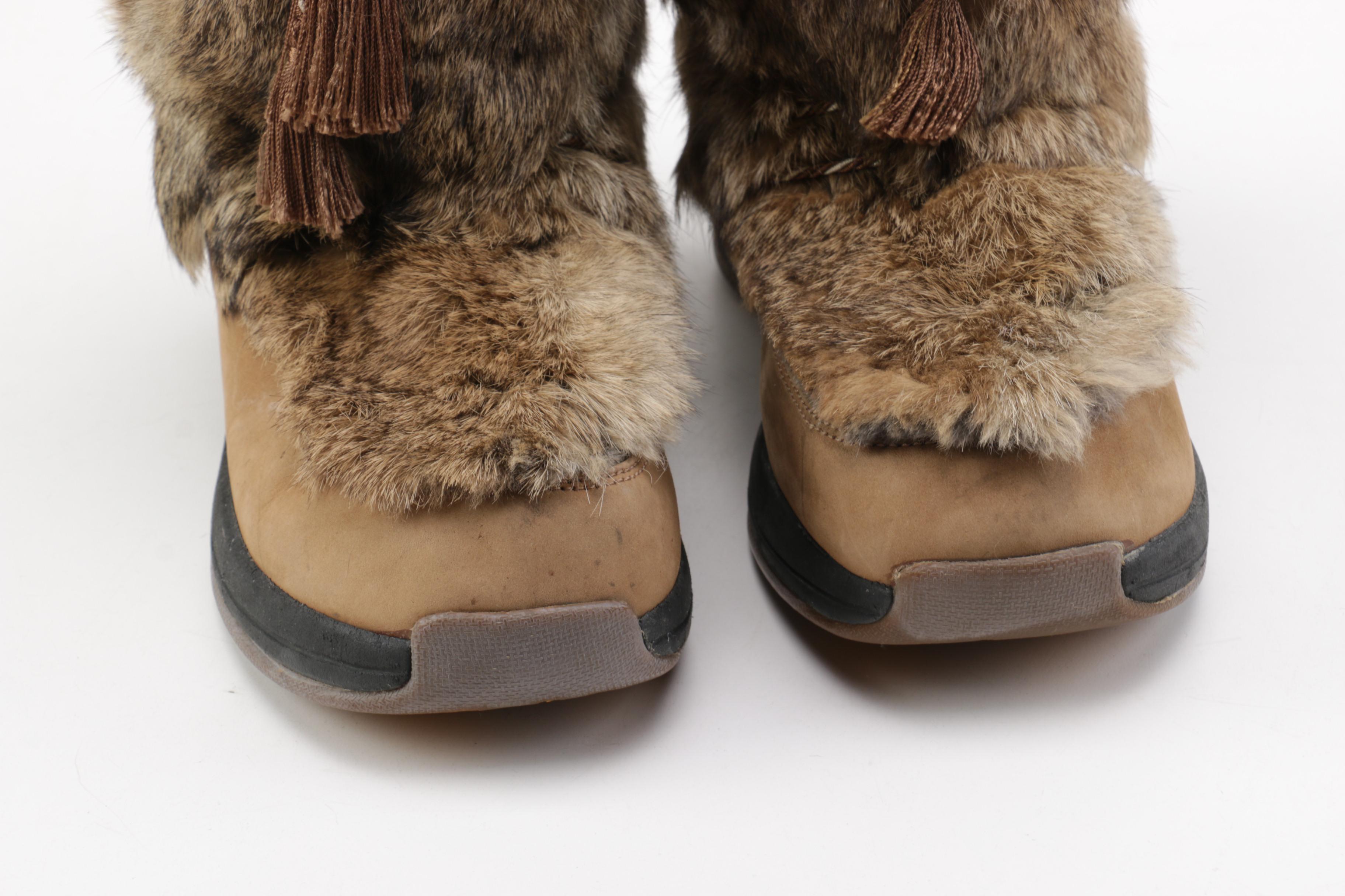 Pair of Women's Boots Including PrimaLoft Rabbit Fur Boots