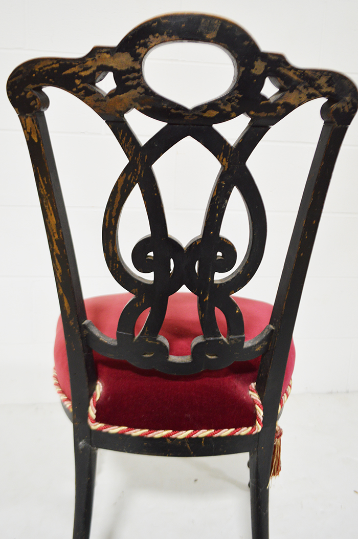 Antique English Victorian Black Lacquered Chair