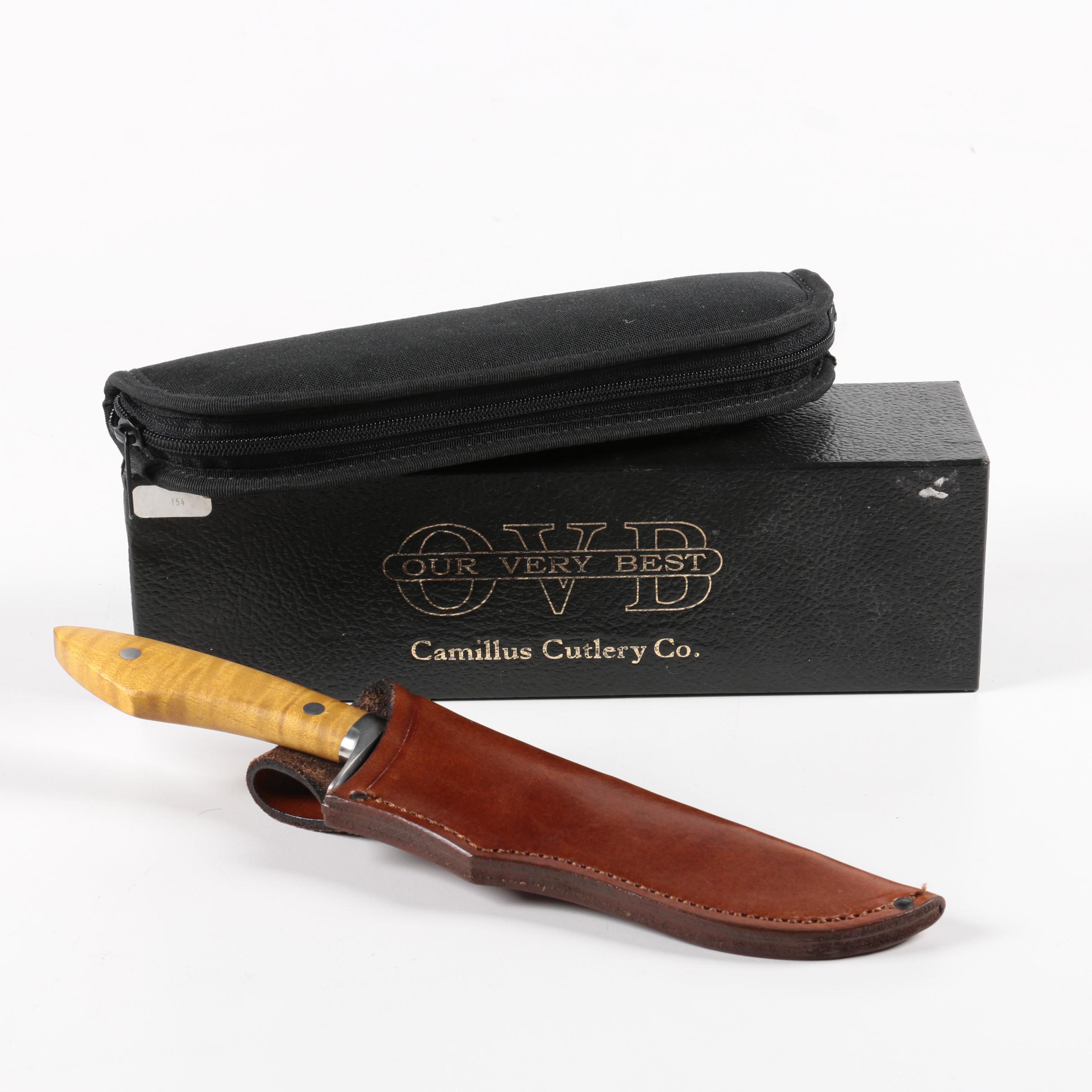 Inscribed Knife with Sheath by Camillus Cutlery Co.
