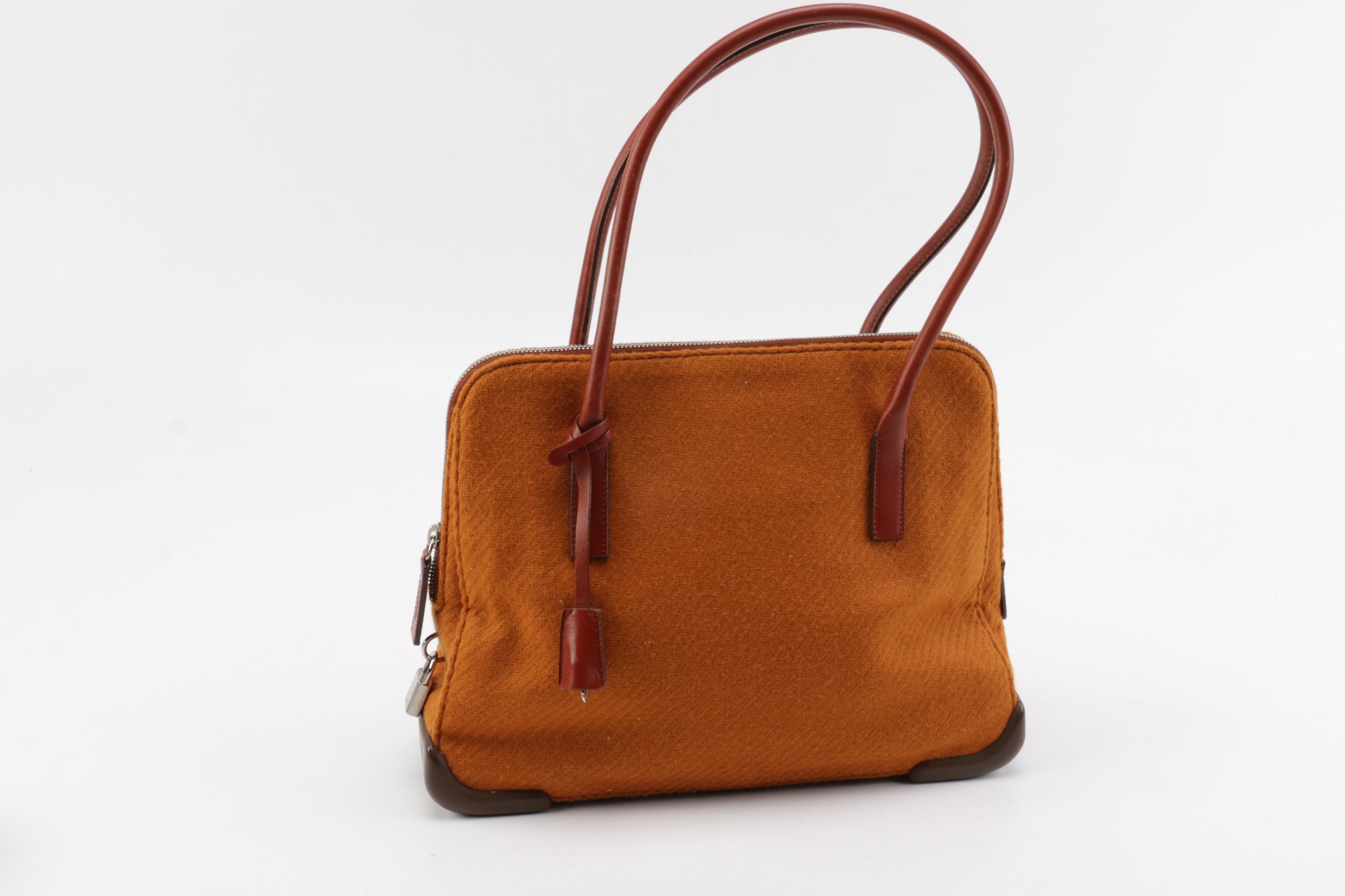 Prada Milano Wool and Calf Leather Shoulder Bag