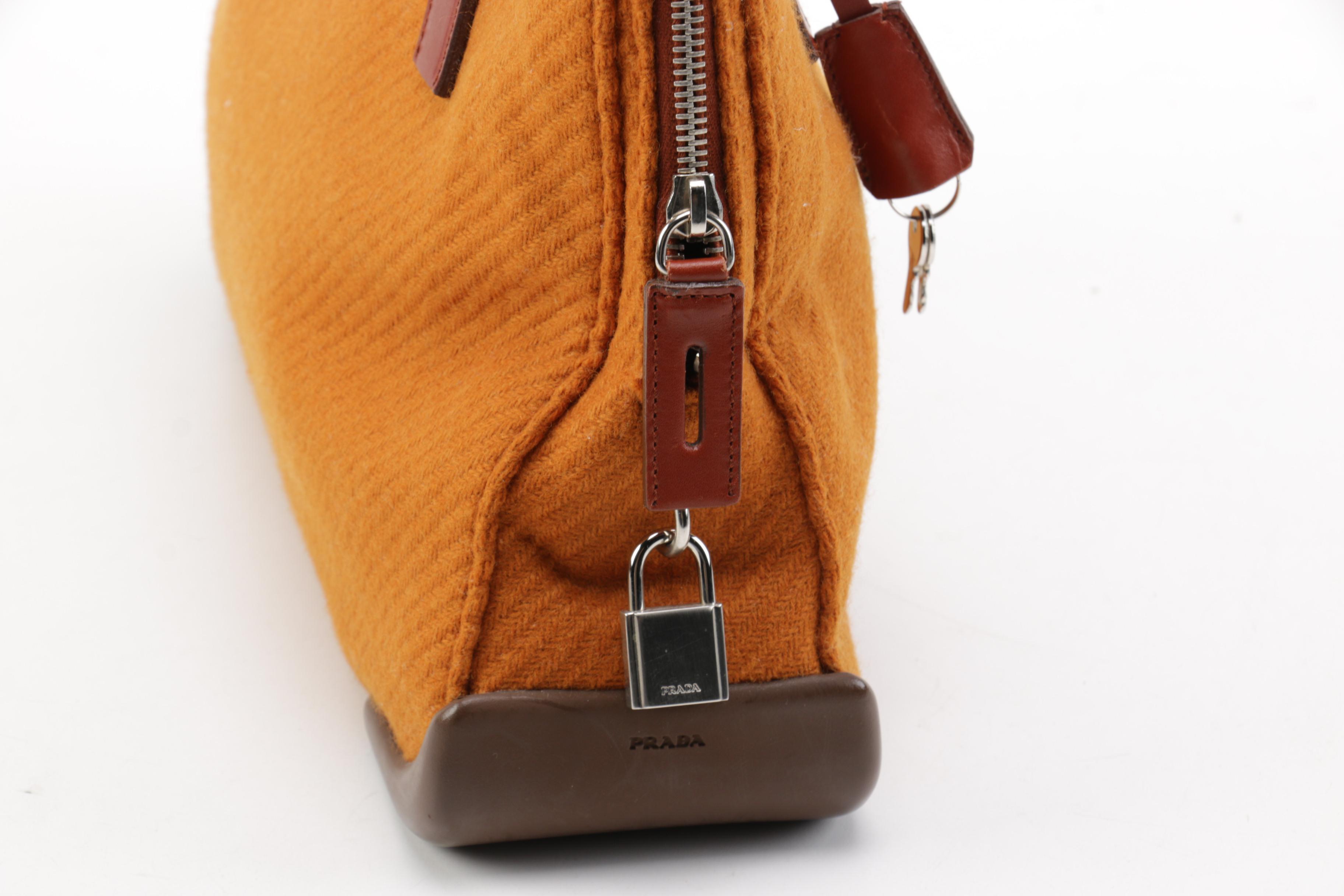 Prada Milano Wool and Calf Leather Shoulder Bag