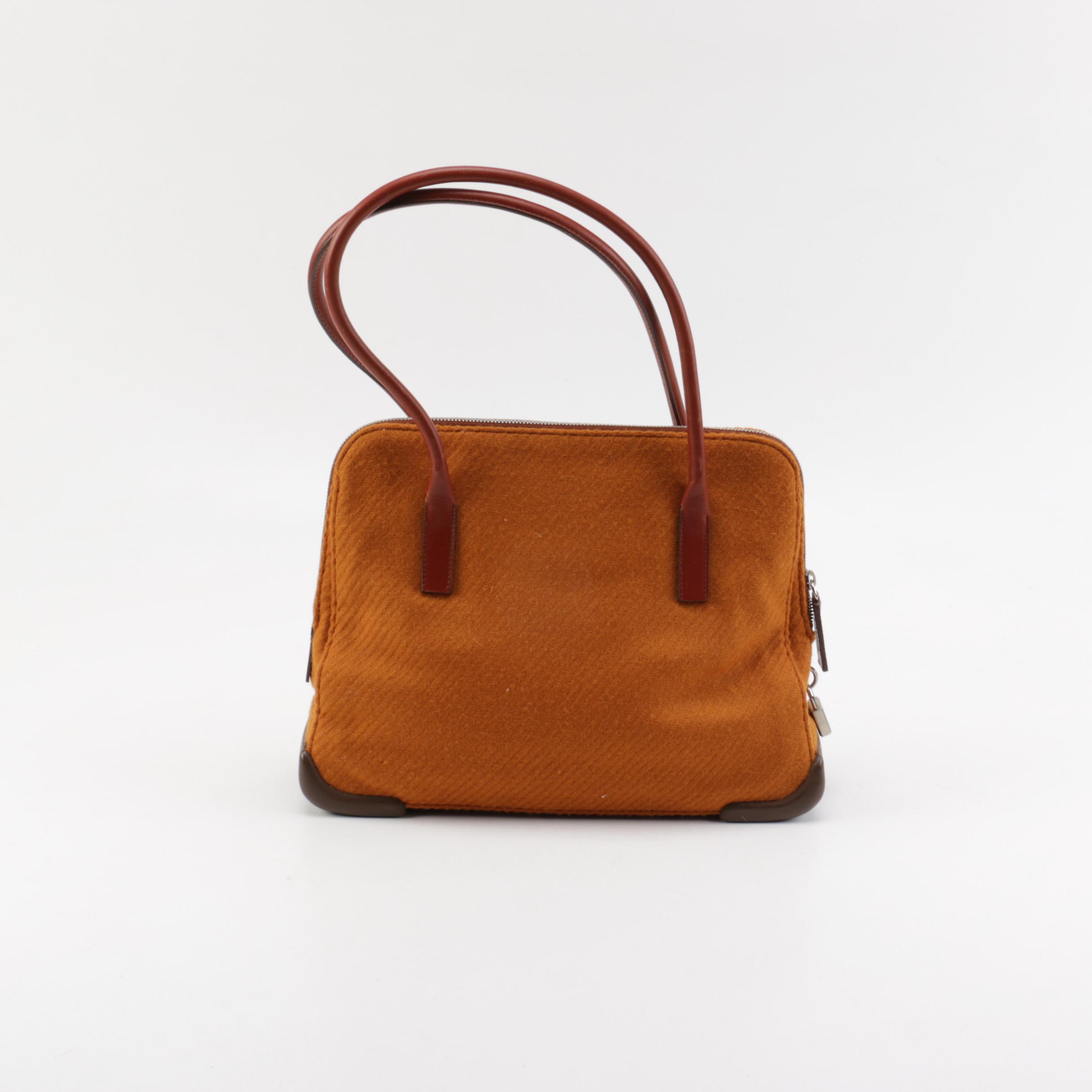 Prada Milano Wool and Calf Leather Shoulder Bag