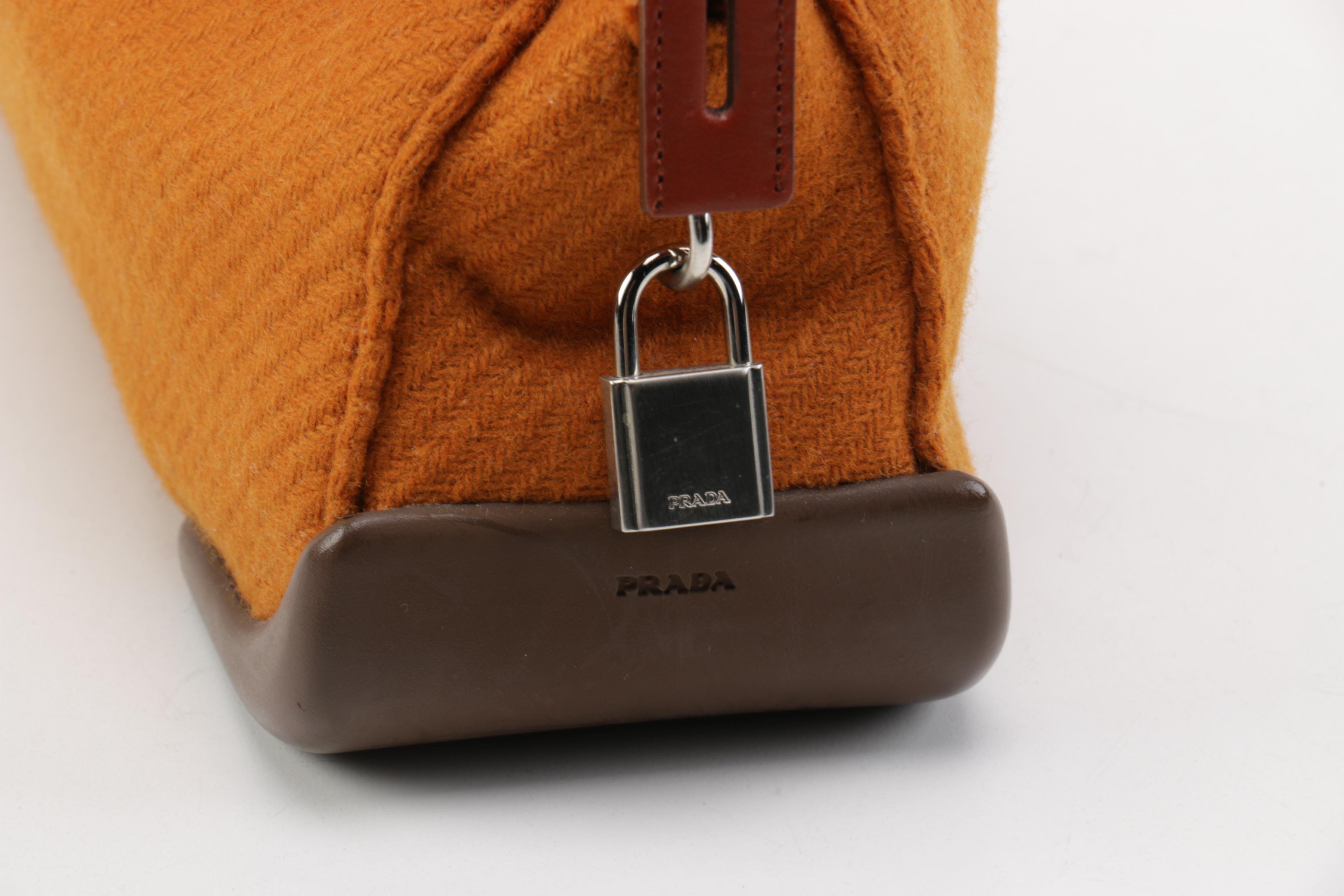 Prada Milano Wool and Calf Leather Shoulder Bag