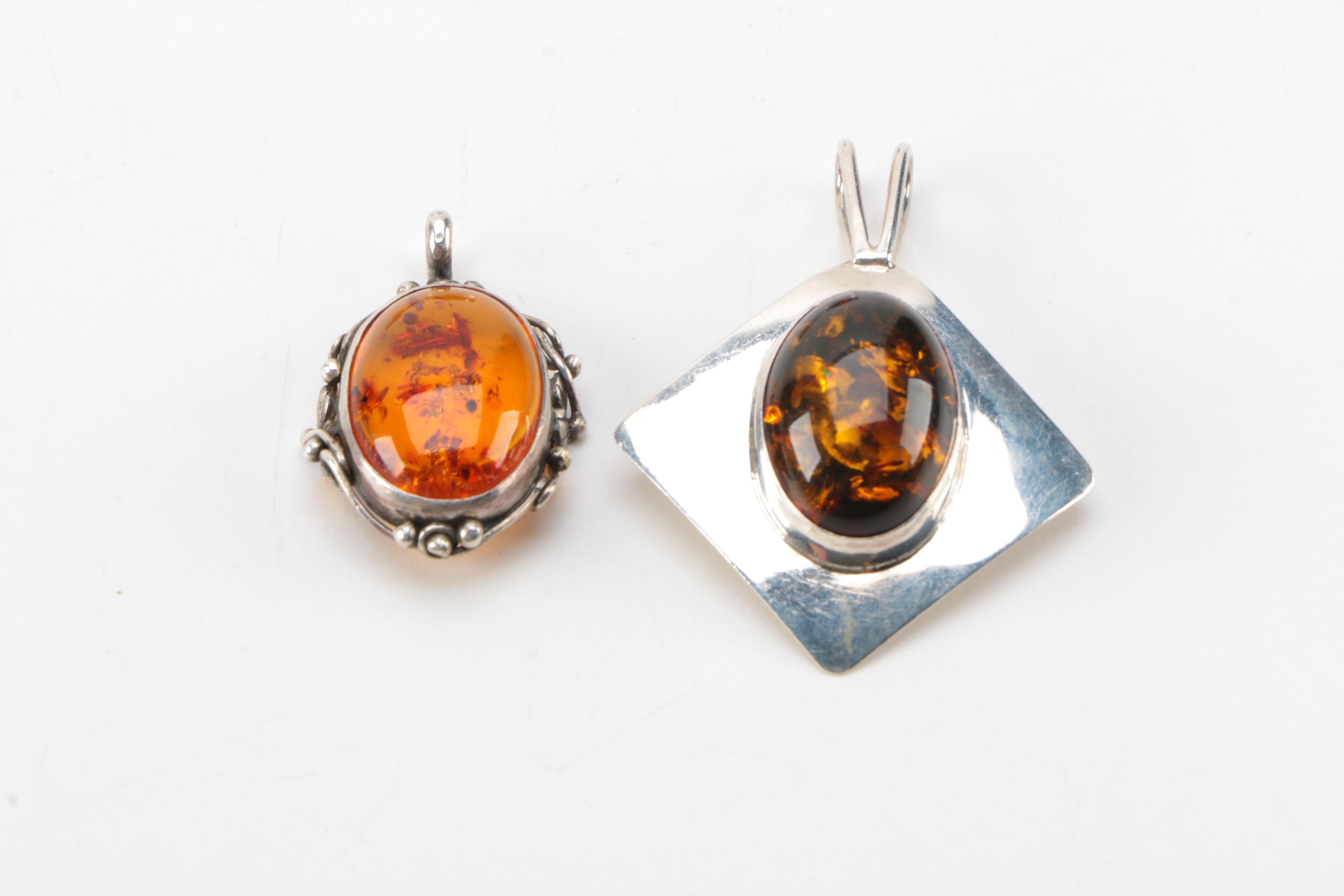 Sterling Silver and Amber Jewelry Assortment