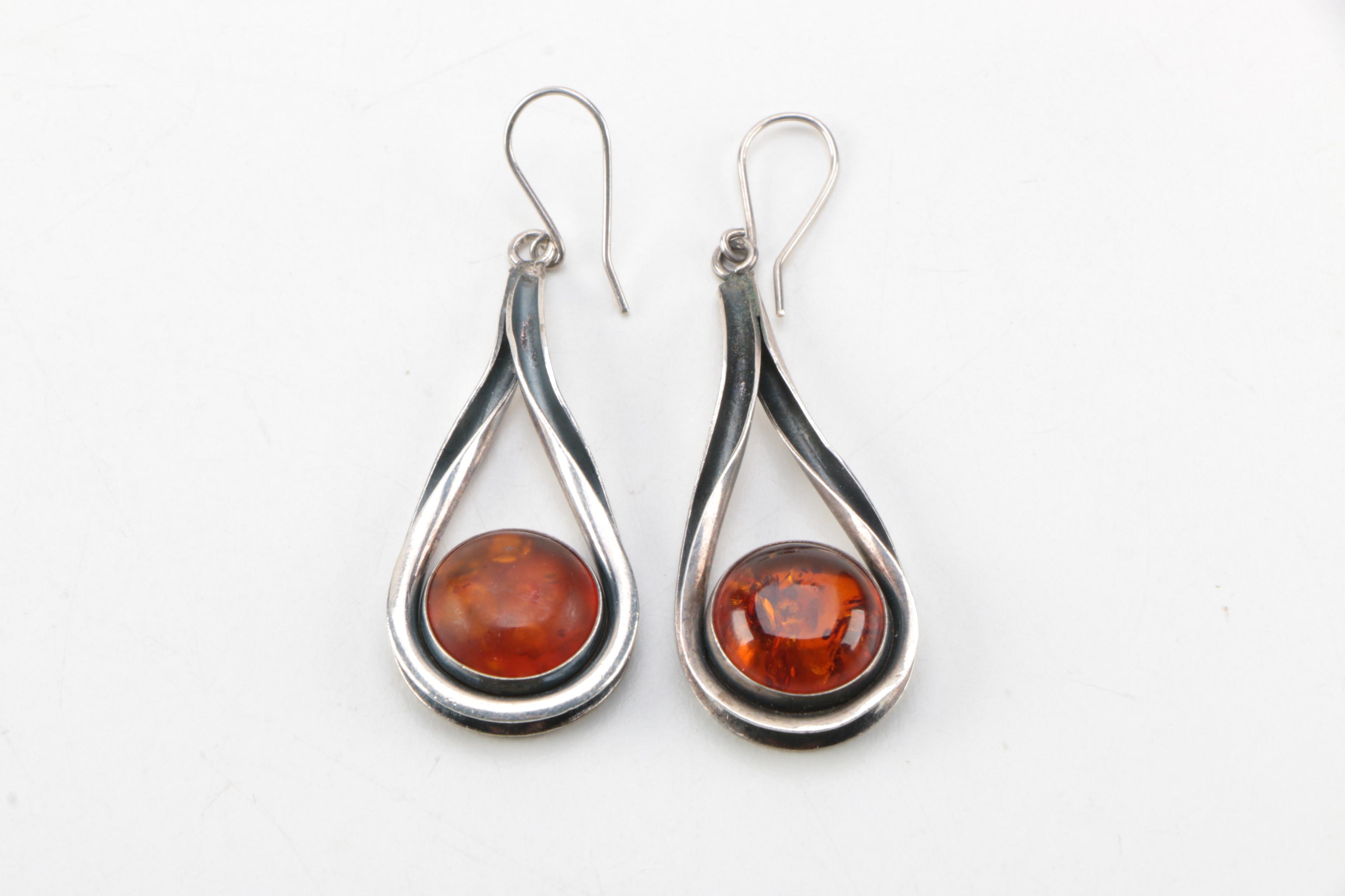 Sterling Silver and Amber Jewelry Assortment