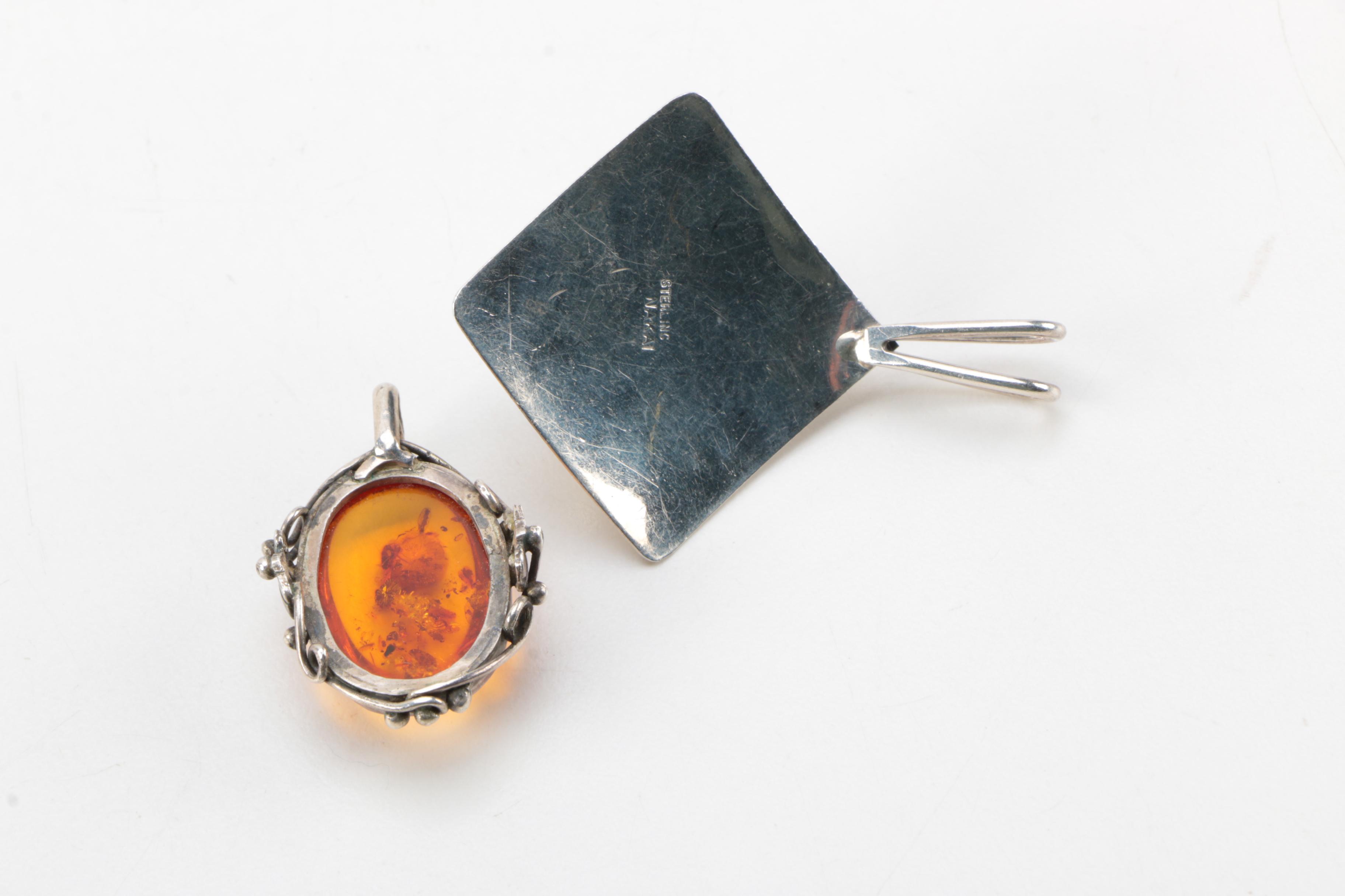Sterling Silver and Amber Jewelry Assortment