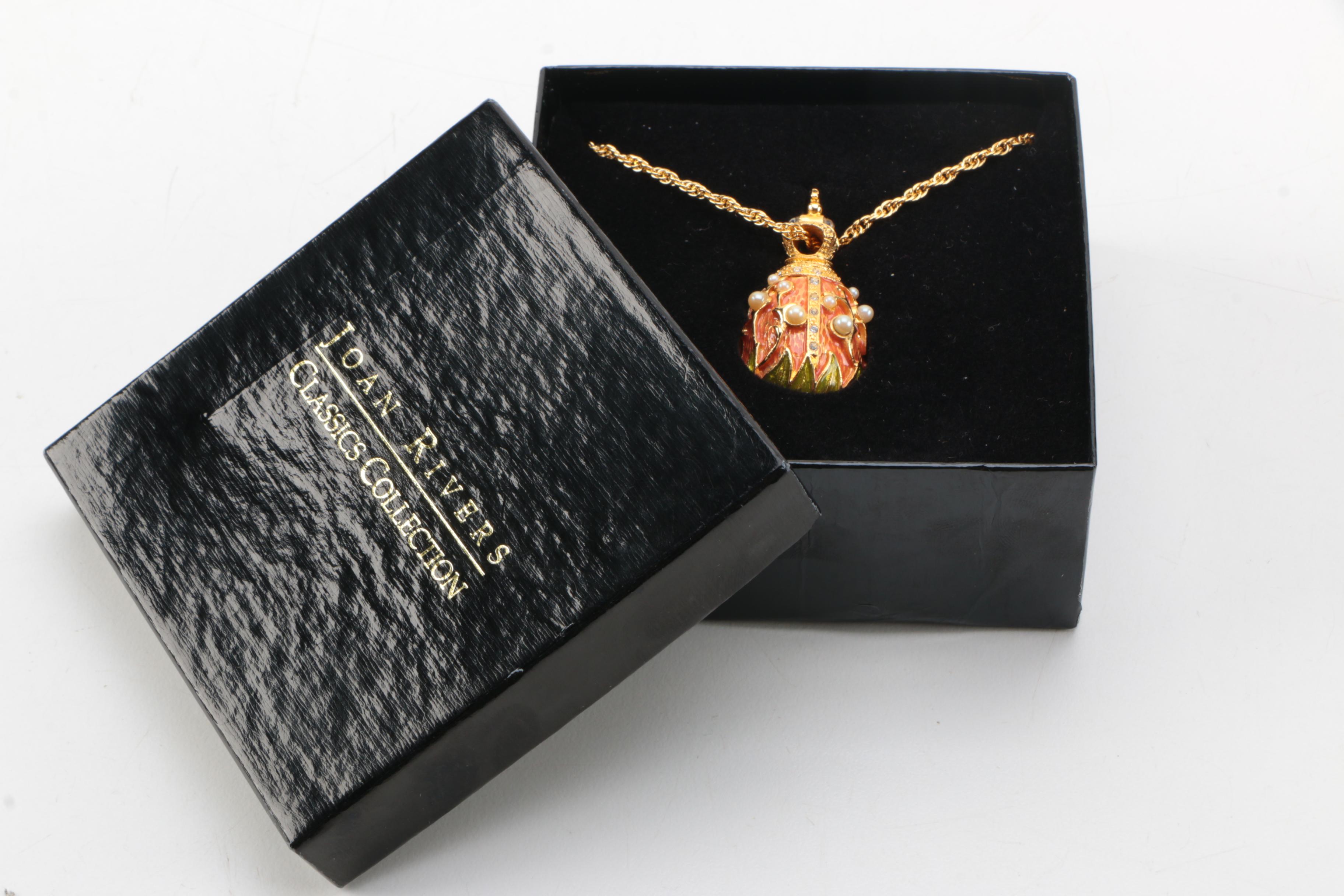 Joan Rivers Egg Pendant Bracelet and Necklace