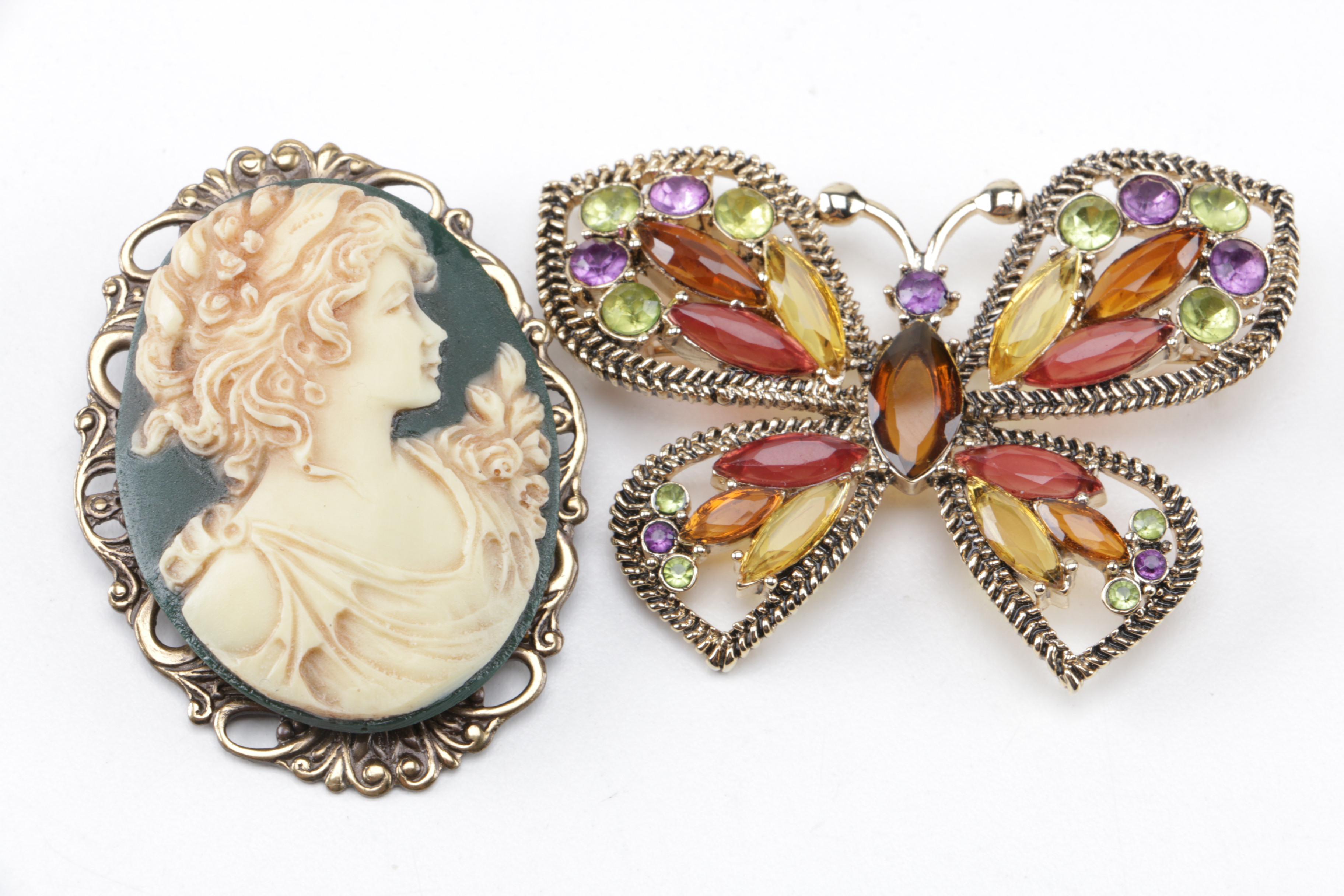 Assortment of Costume Jewelry Featuring Laurel Burch and Napier