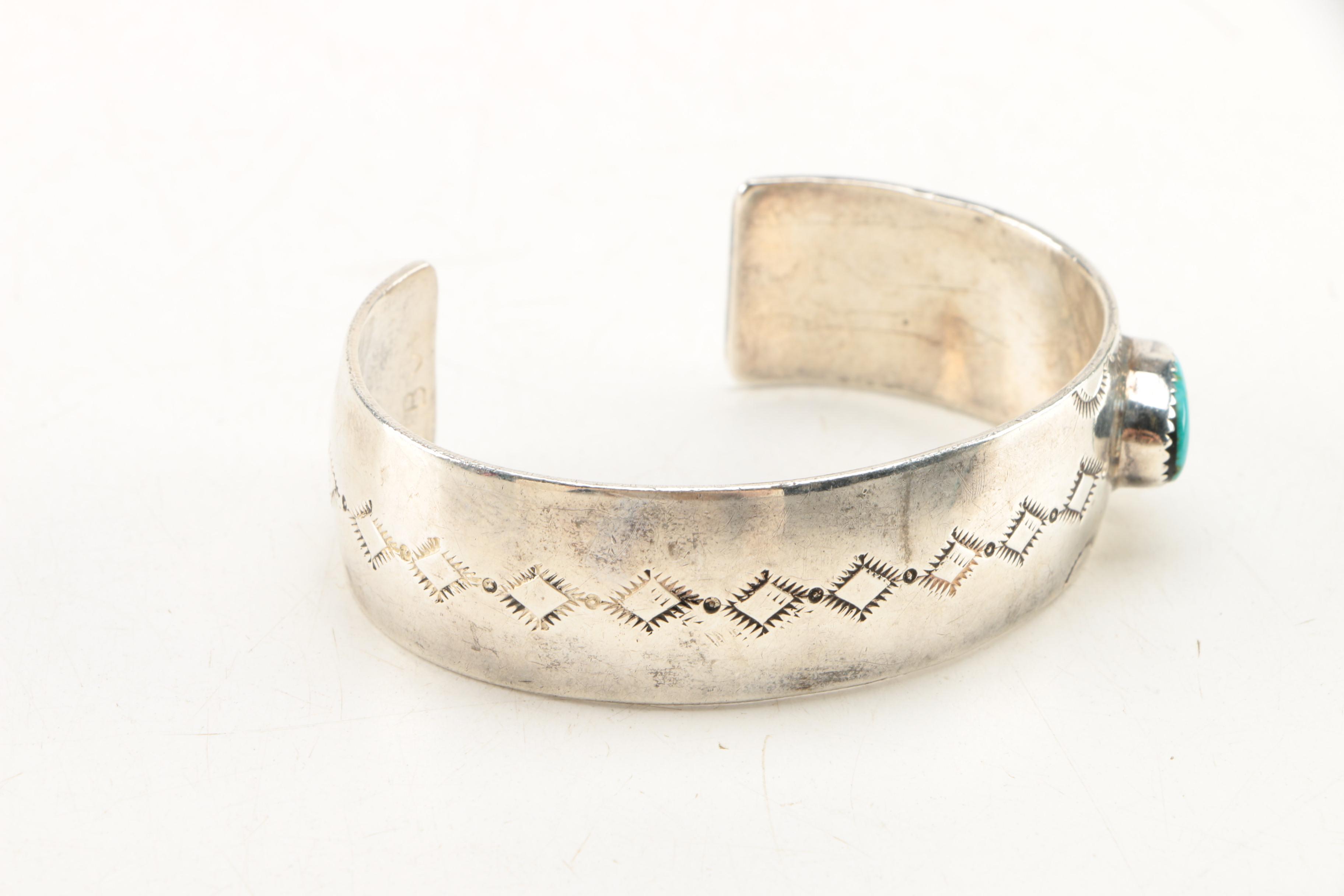 Selection of Sterling Silver Turquoise Ring and Cuff Bracelet