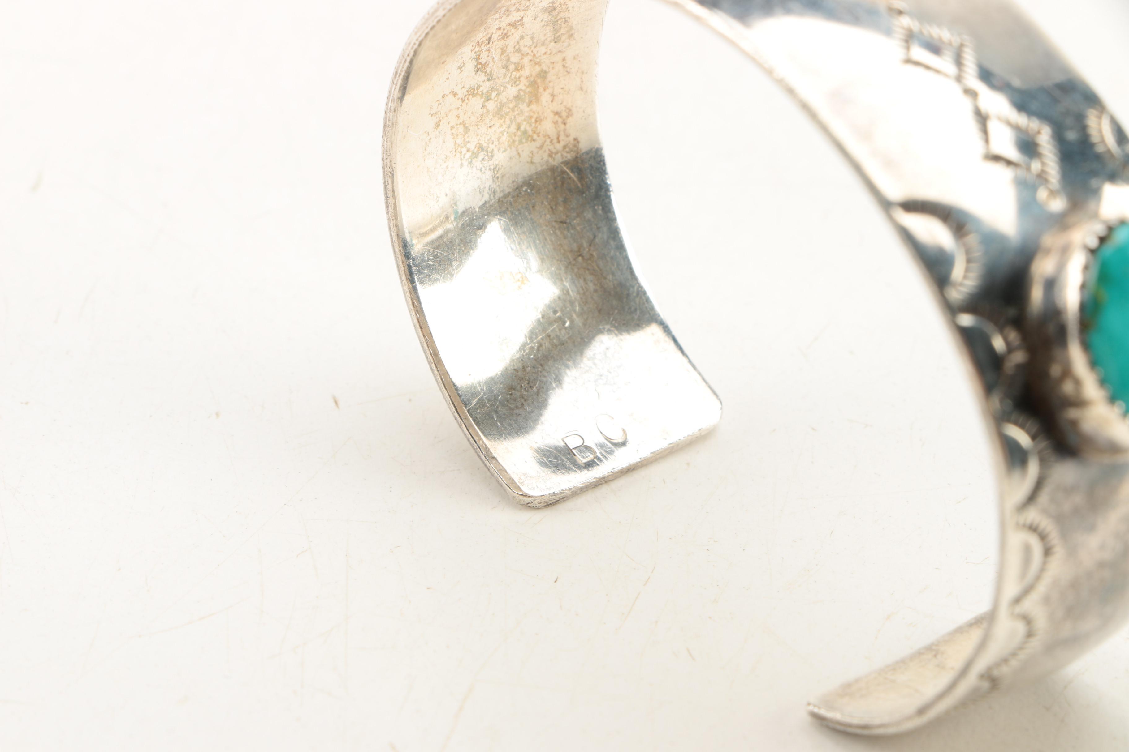 Selection of Sterling Silver Turquoise Ring and Cuff Bracelet