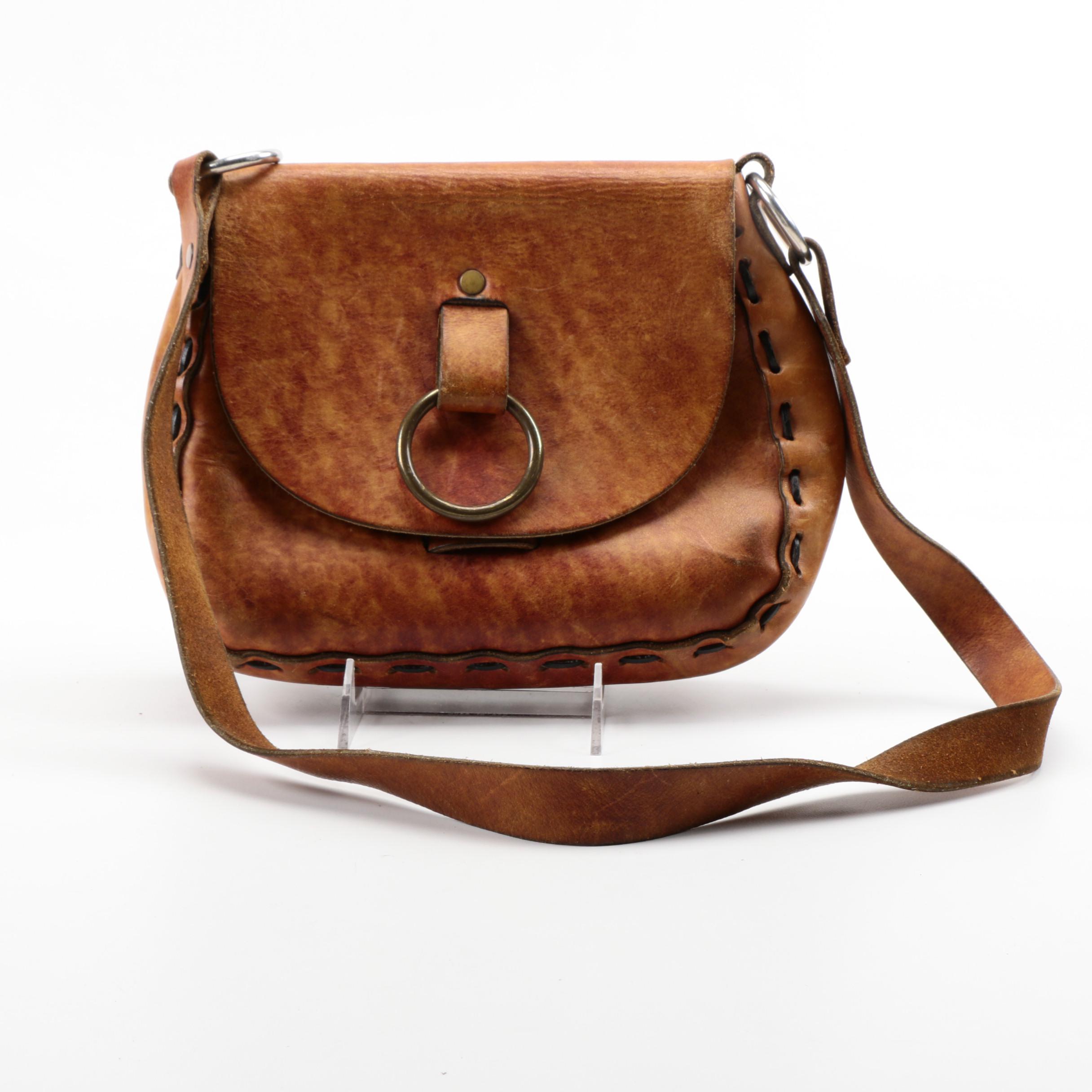 Leather Front Flap Shoulder Bag