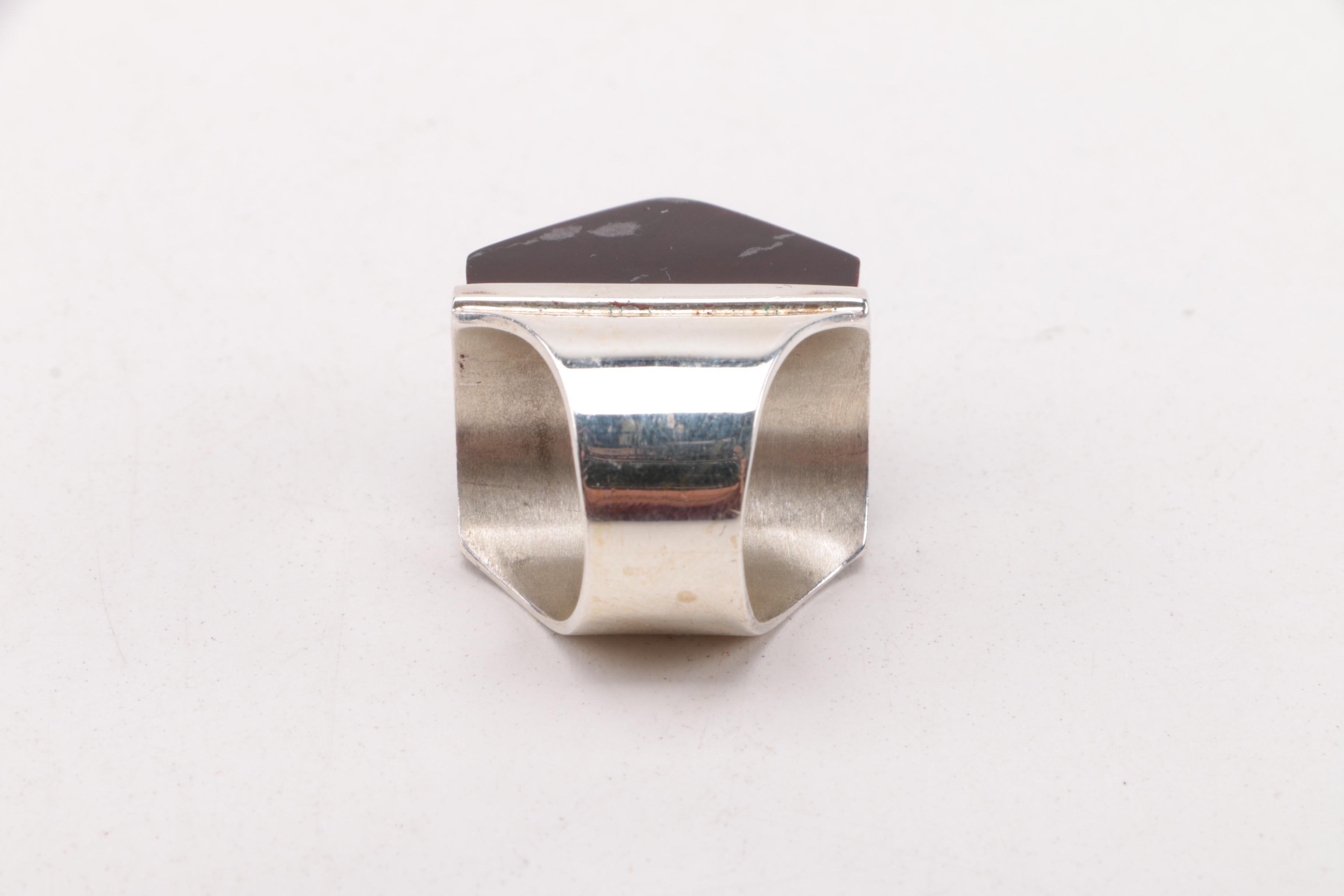 Selection of Sterling Silver Tiger's Eye, Jasper, and Cubic Zirconia Jewelry