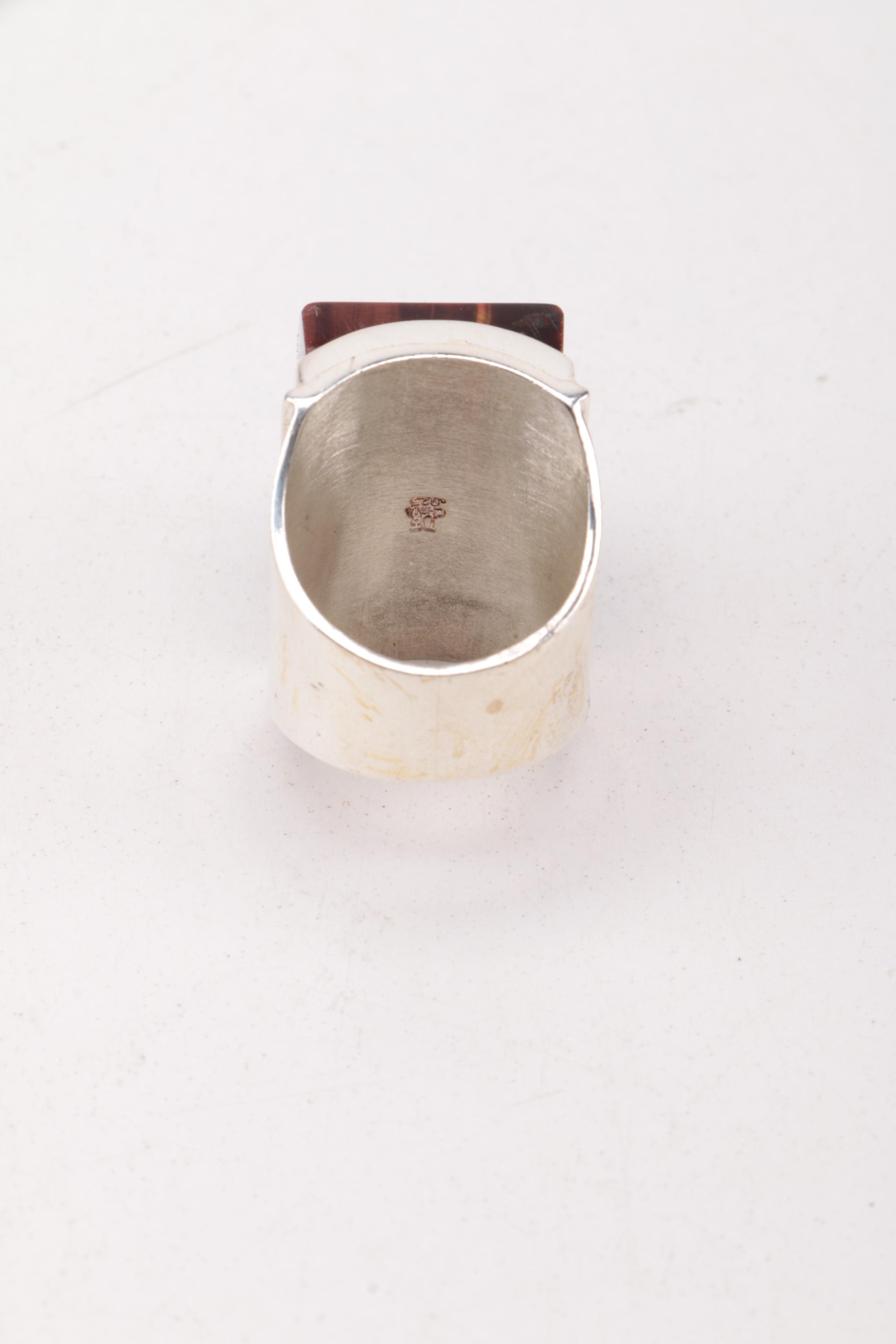 Selection of Sterling Silver Tiger's Eye, Jasper, and Cubic Zirconia Jewelry