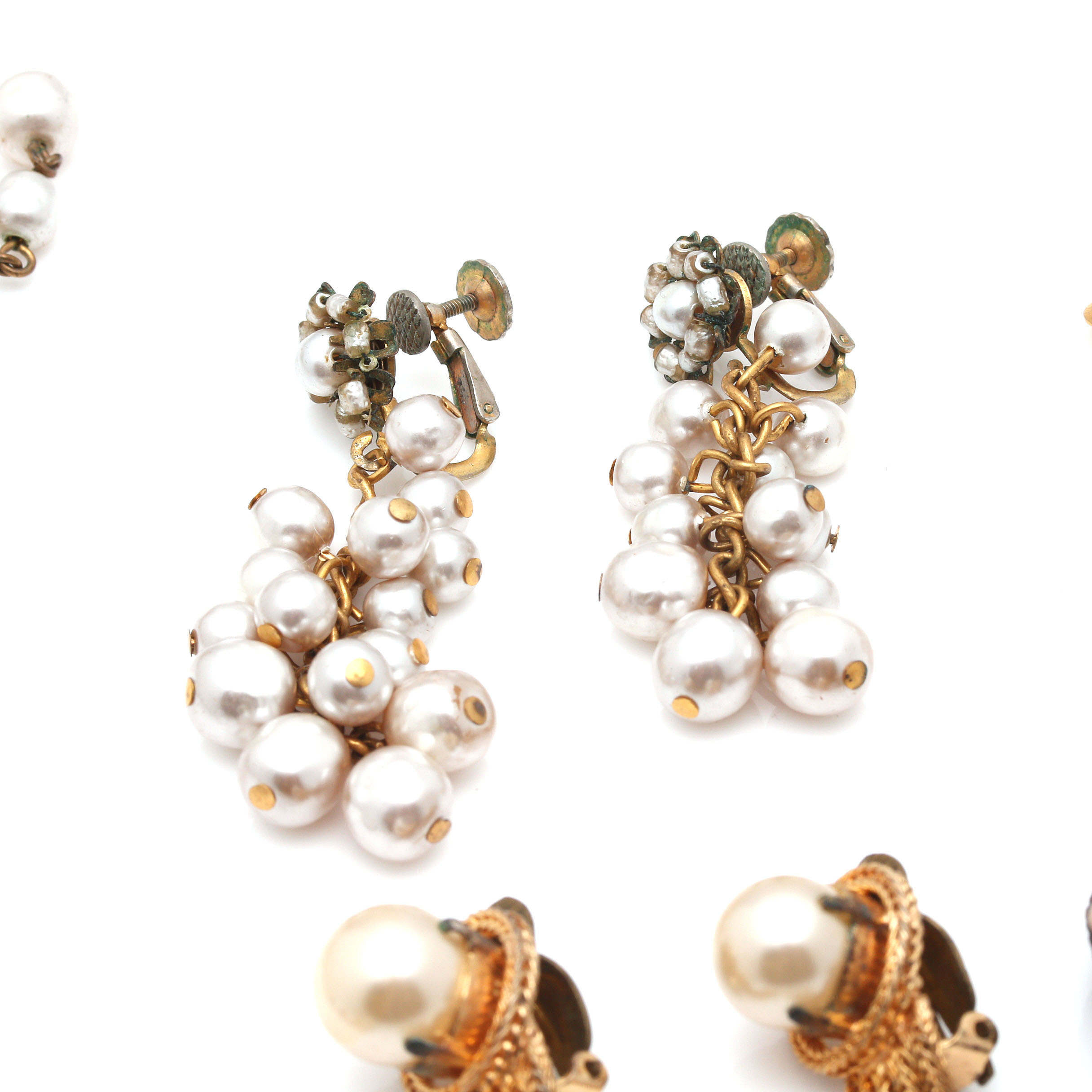 Miriam Haskell Faux Pearl Necklace and Gold Tone Accessories