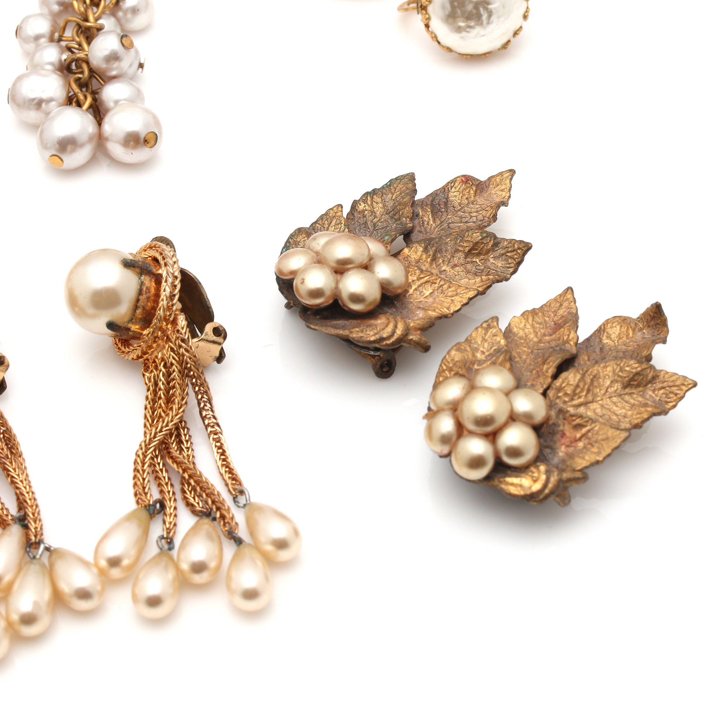 Miriam Haskell Faux Pearl Necklace and Gold Tone Accessories