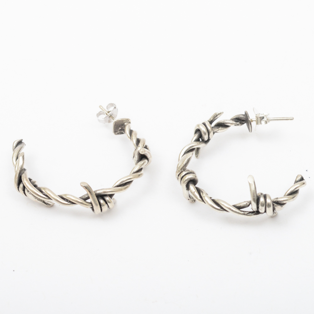 Sterling Silver Twisted Barbed Wire Hoops