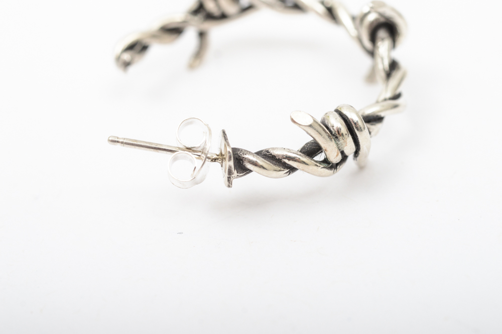 Sterling Silver Twisted Barbed Wire Hoops