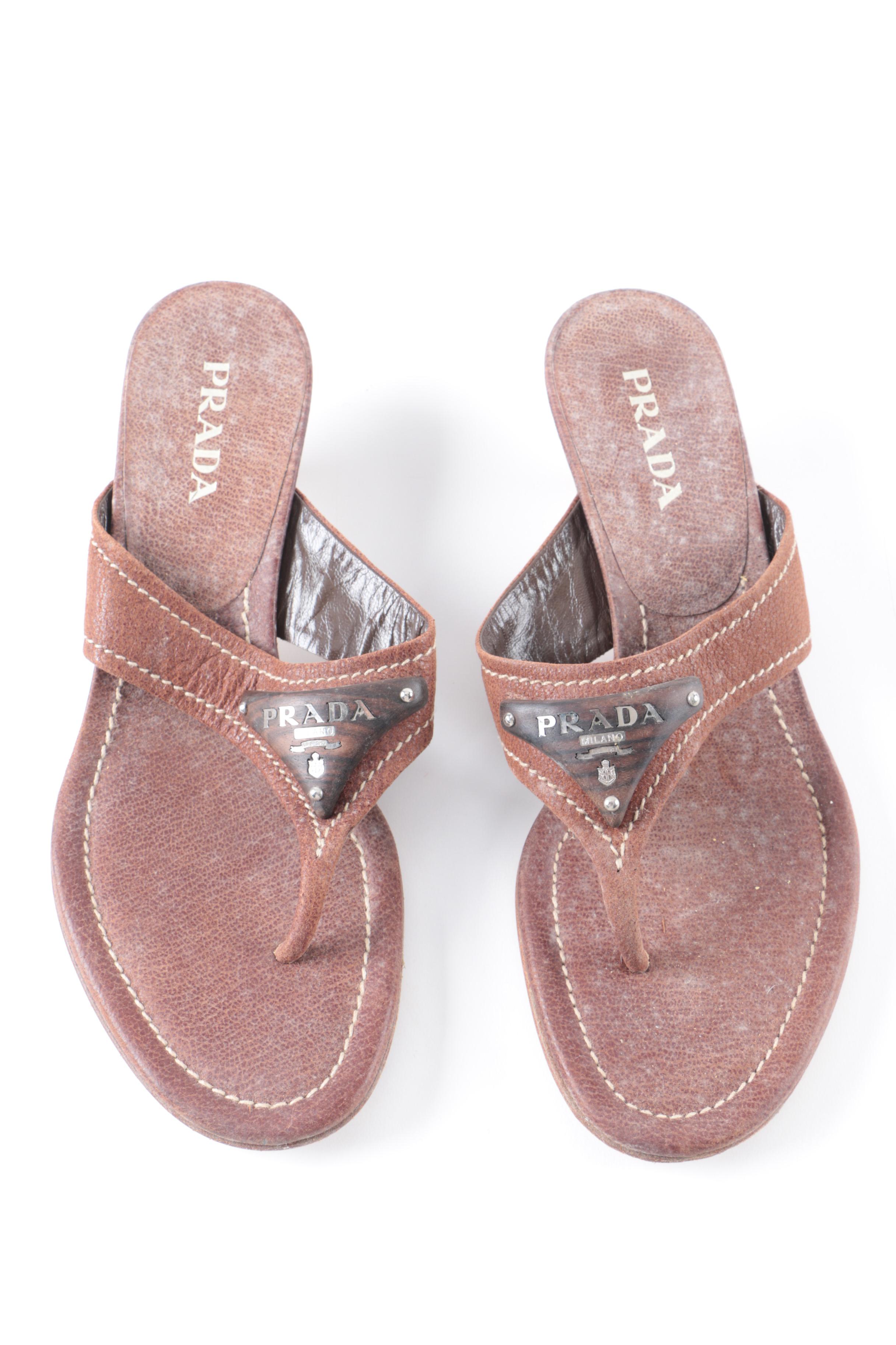 Prada Brown Leather Kitten Heels