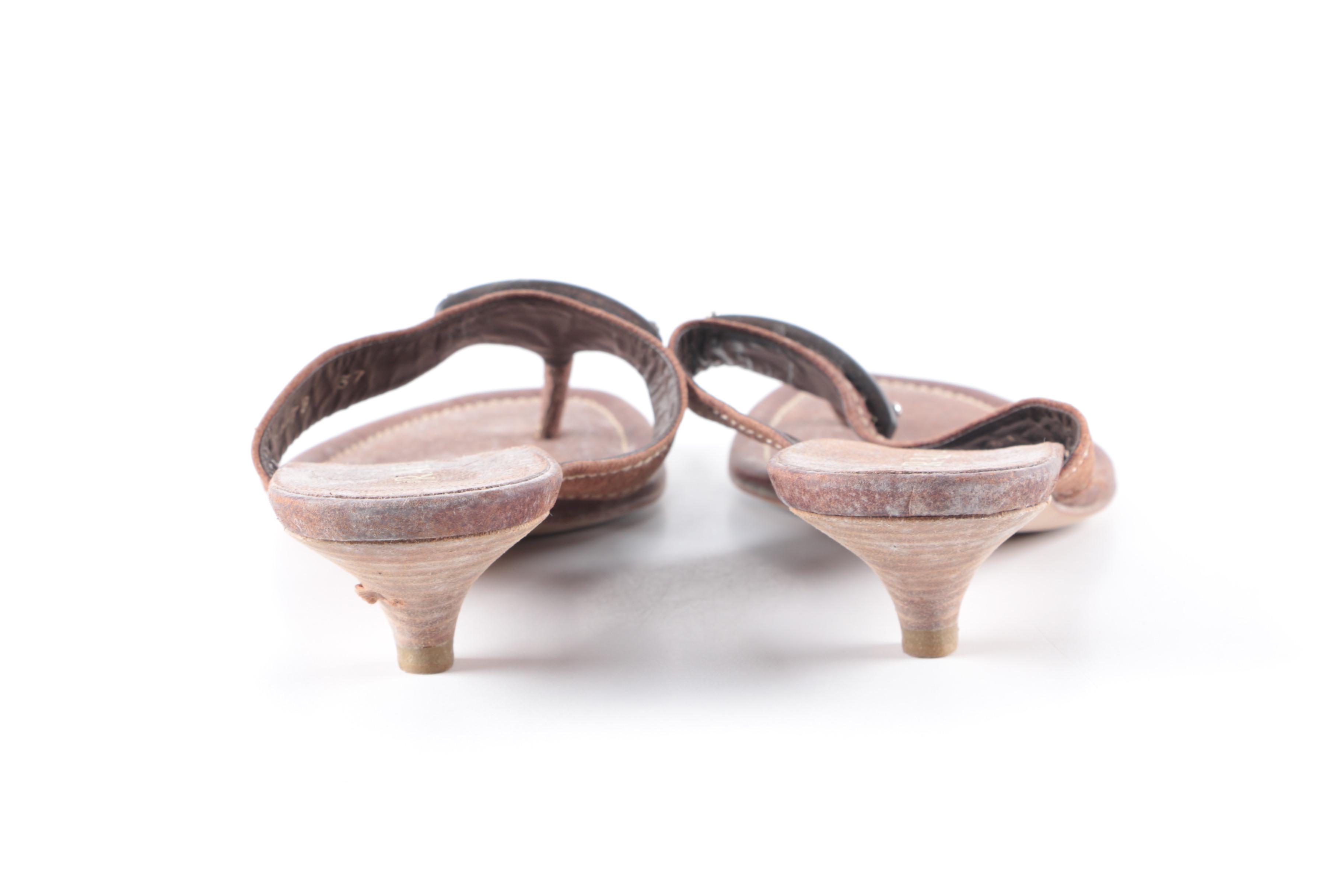 Prada Brown Leather Kitten Heels