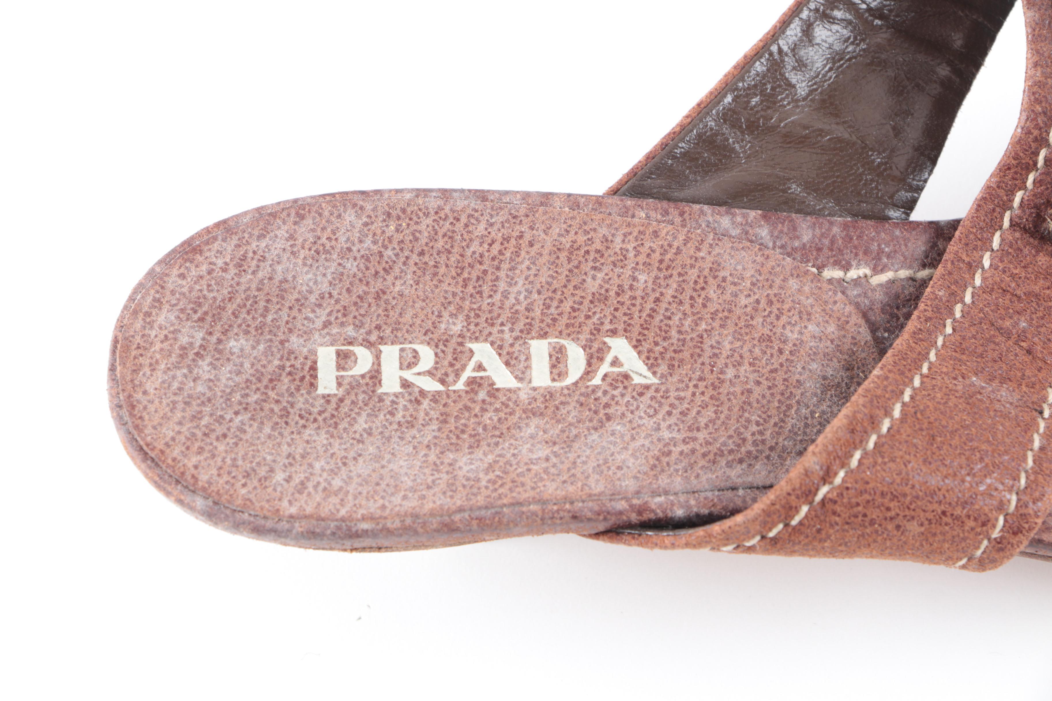 Prada Brown Leather Kitten Heels