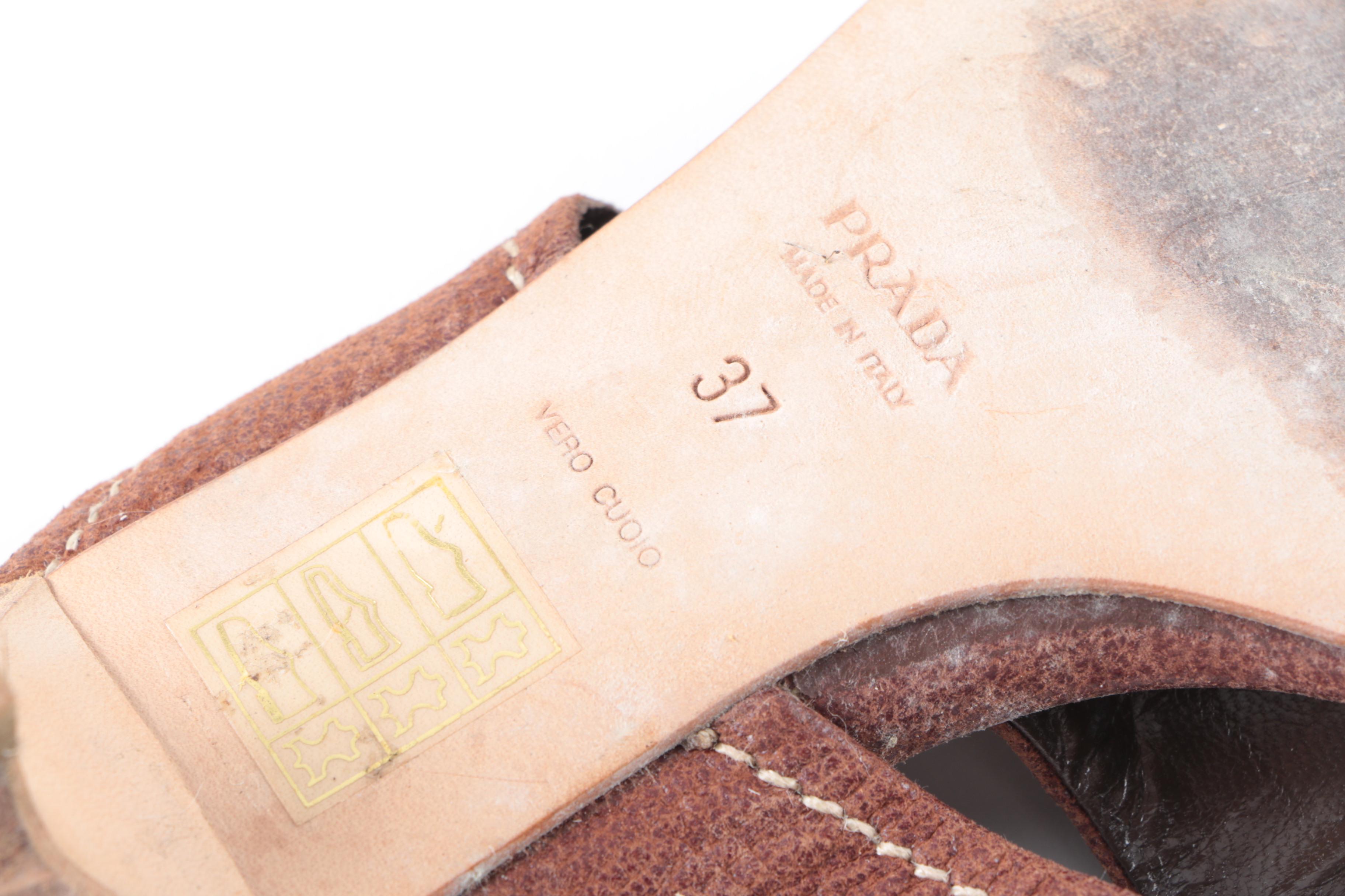 Prada Brown Leather Kitten Heels