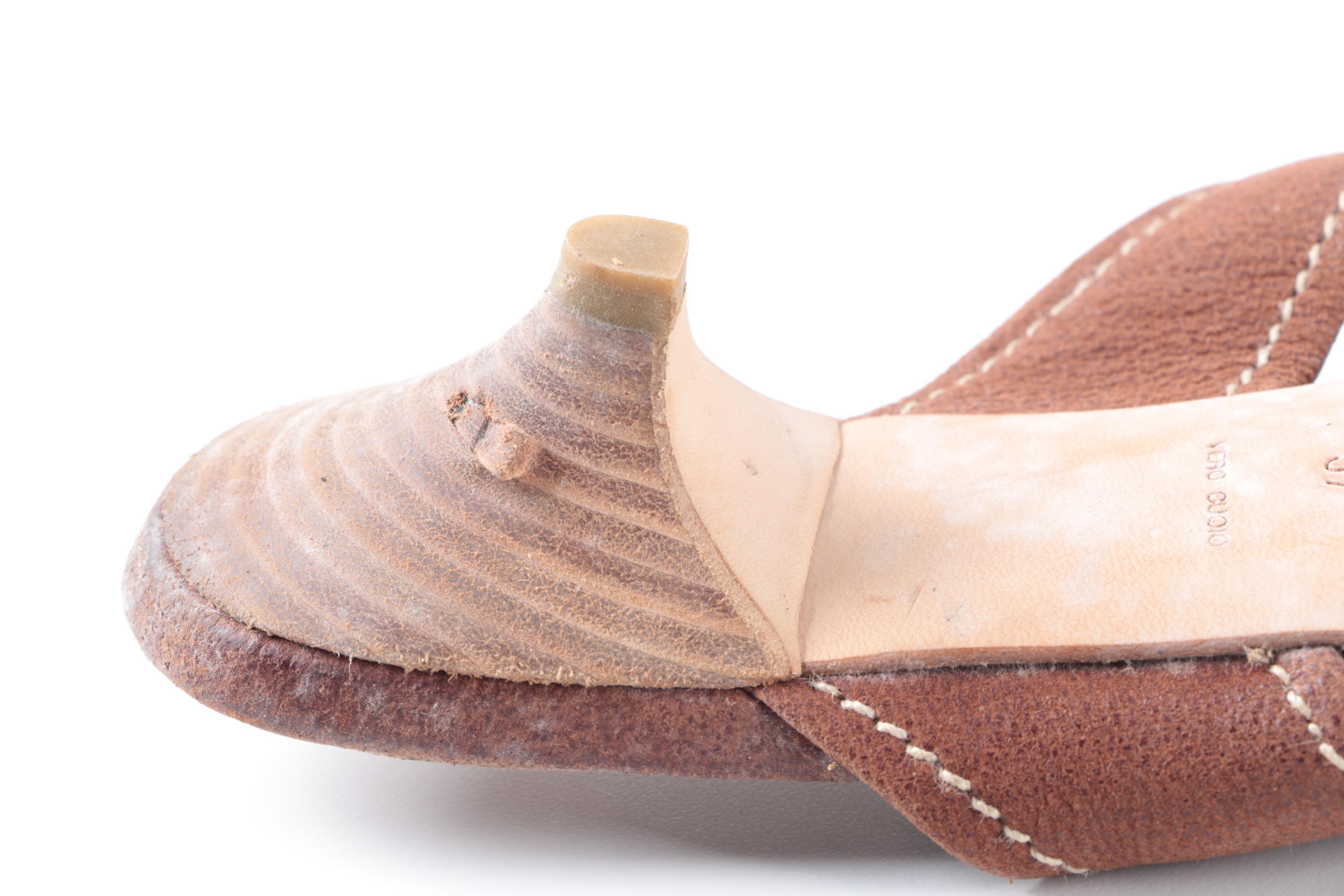 Prada Brown Leather Kitten Heels