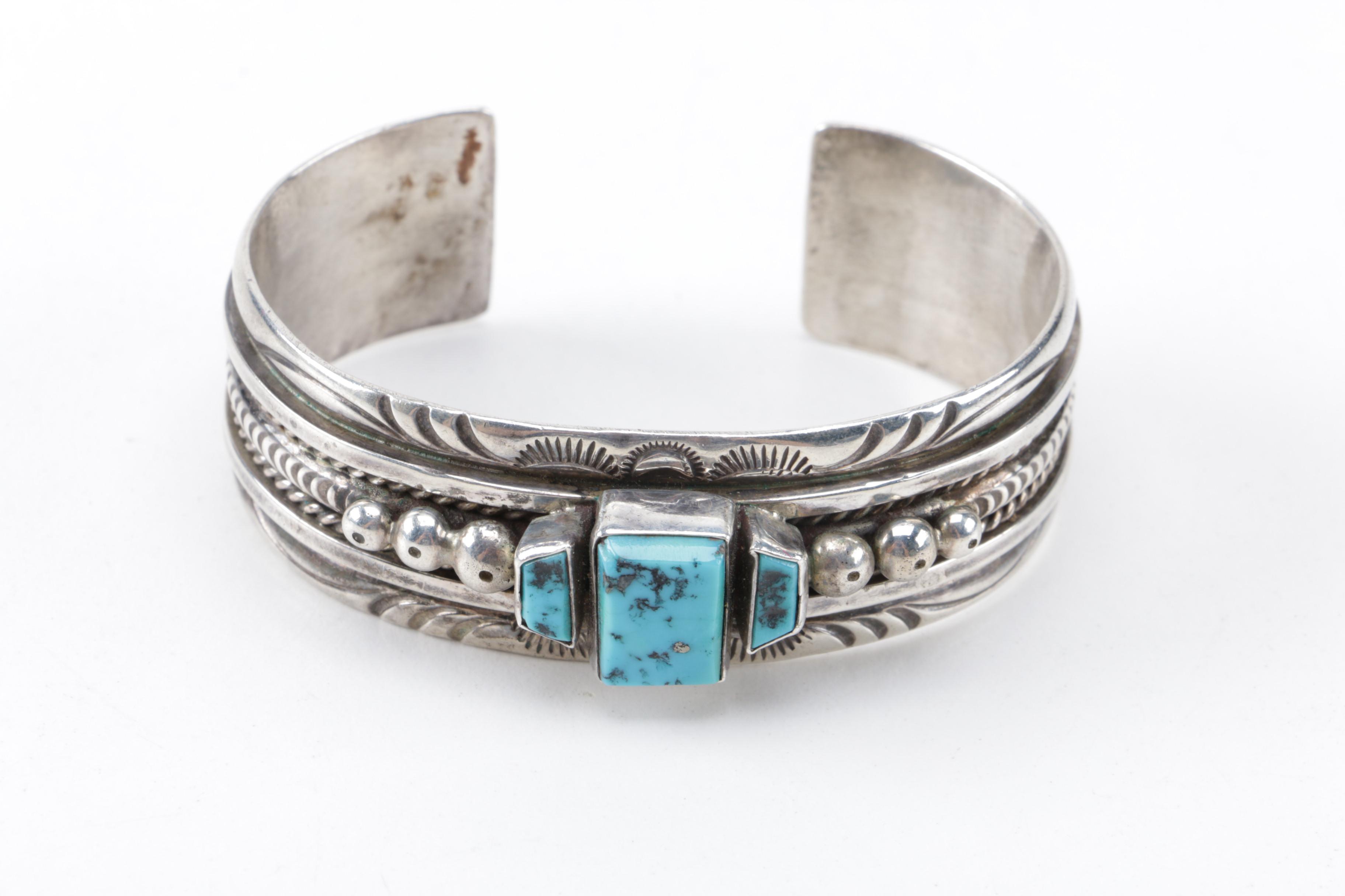 Sterling Silver Turquoise Ring and Cuff Bracelet