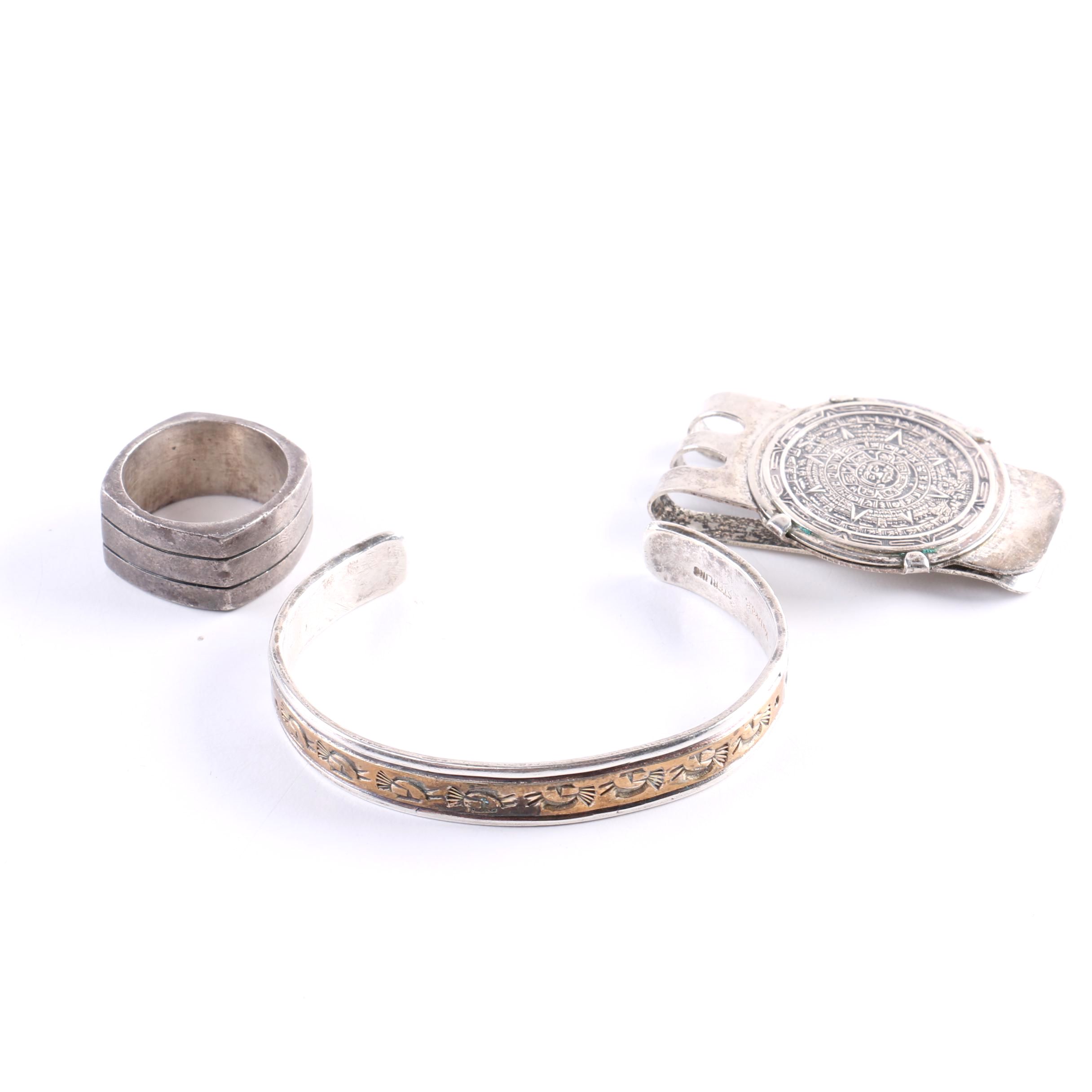 Mexican and Navajo Sterling Silver Jewelry Featuring Kenneth and Mary Bill