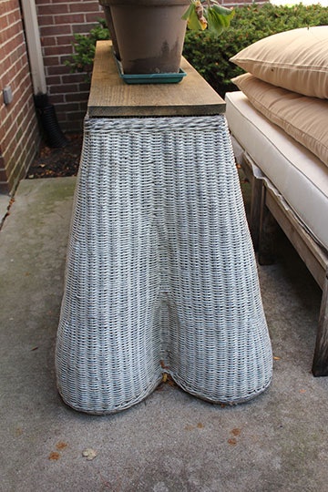 1920s Wicker Sofa Table With Plank Top