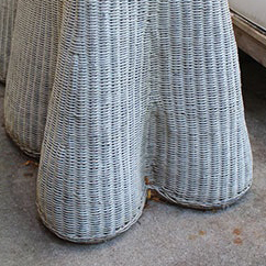 1920s Wicker Sofa Table With Plank Top