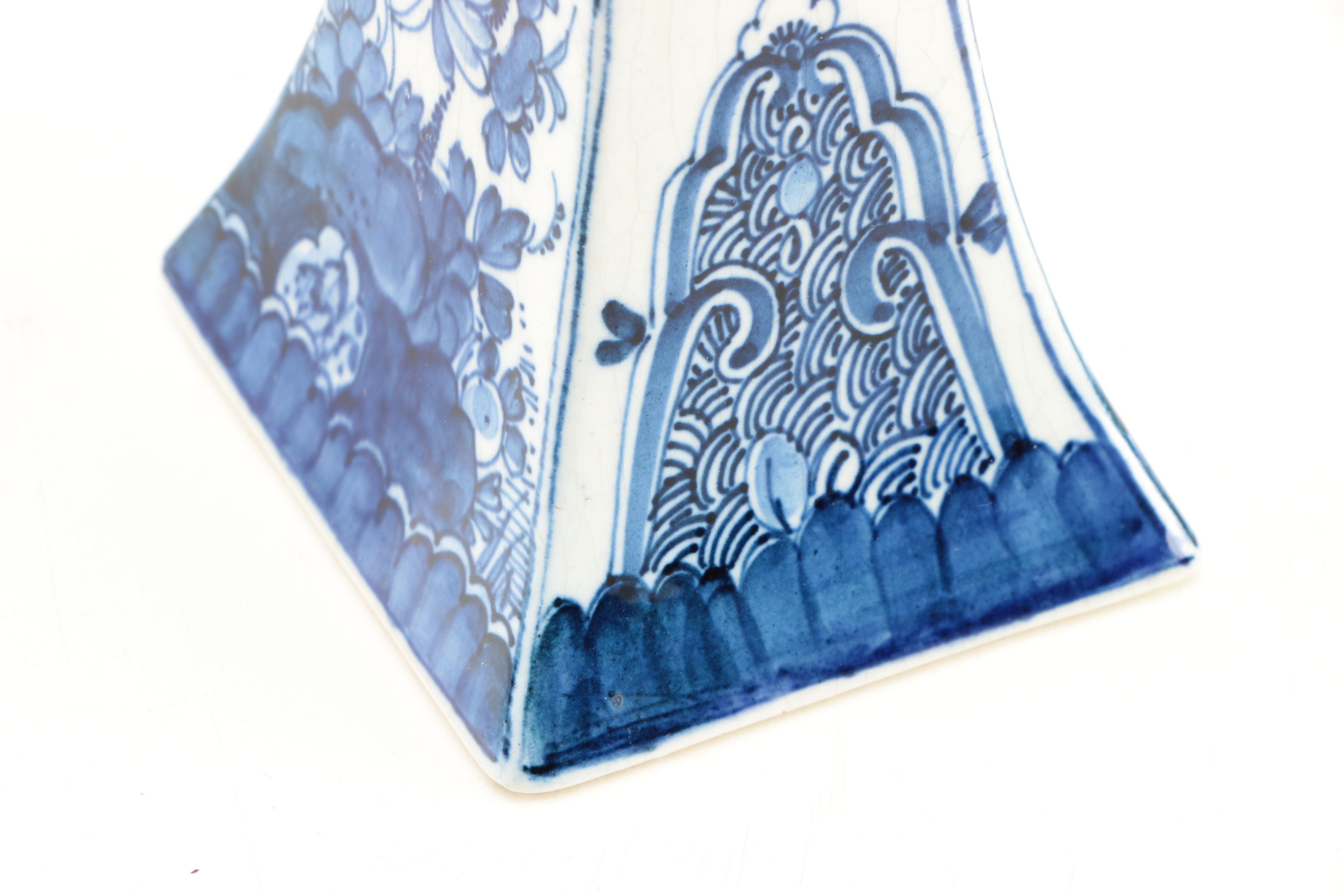 Antique Delft Blue and White Candle Holder