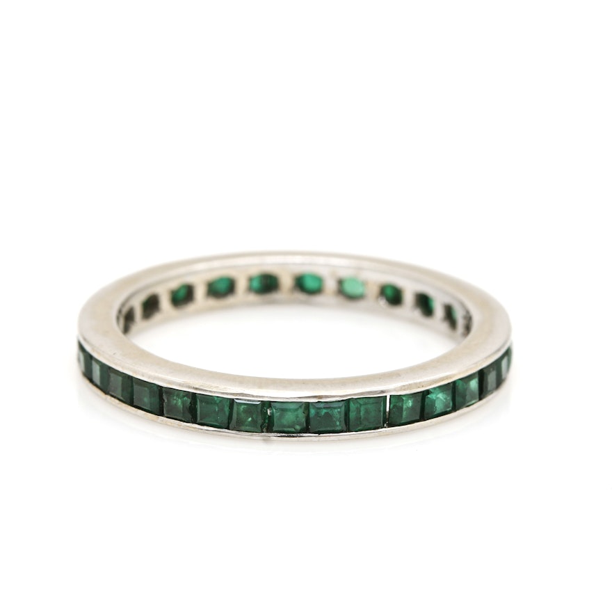 14K White Gold Emerald Eternity Ring