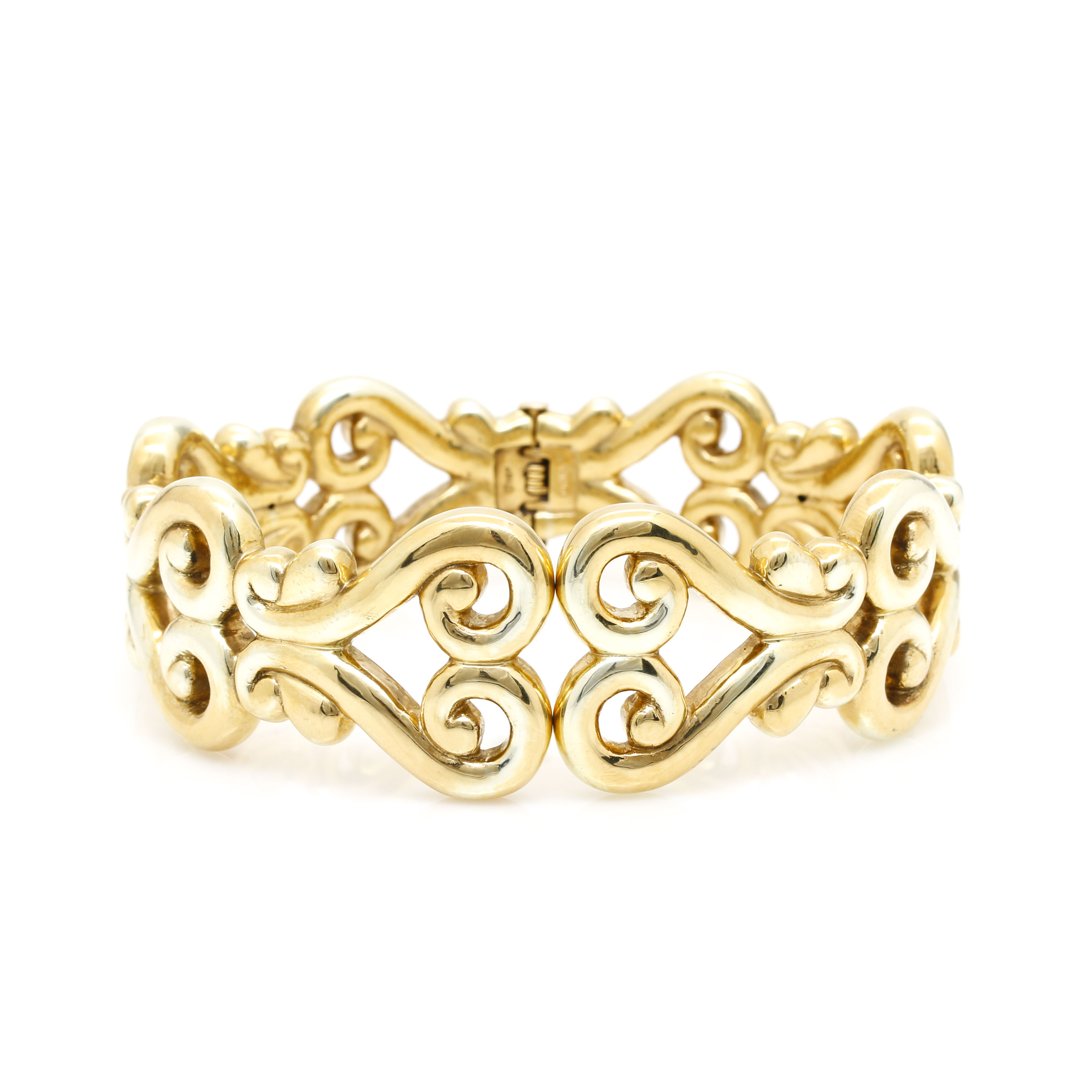 14K Yellow Gold Hollow Hinged Bangle Bracelet