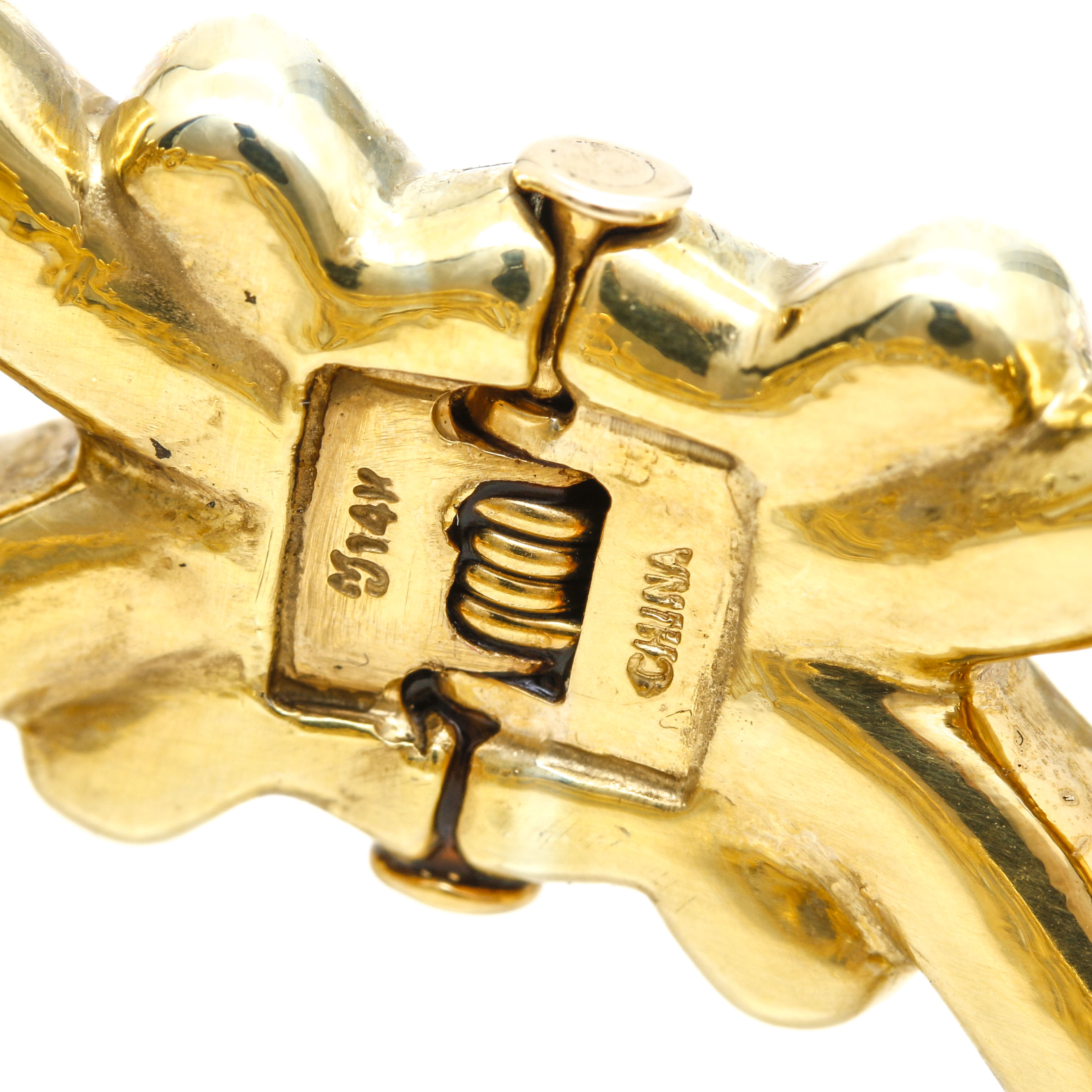 14K Yellow Gold Hollow Hinged Bangle Bracelet