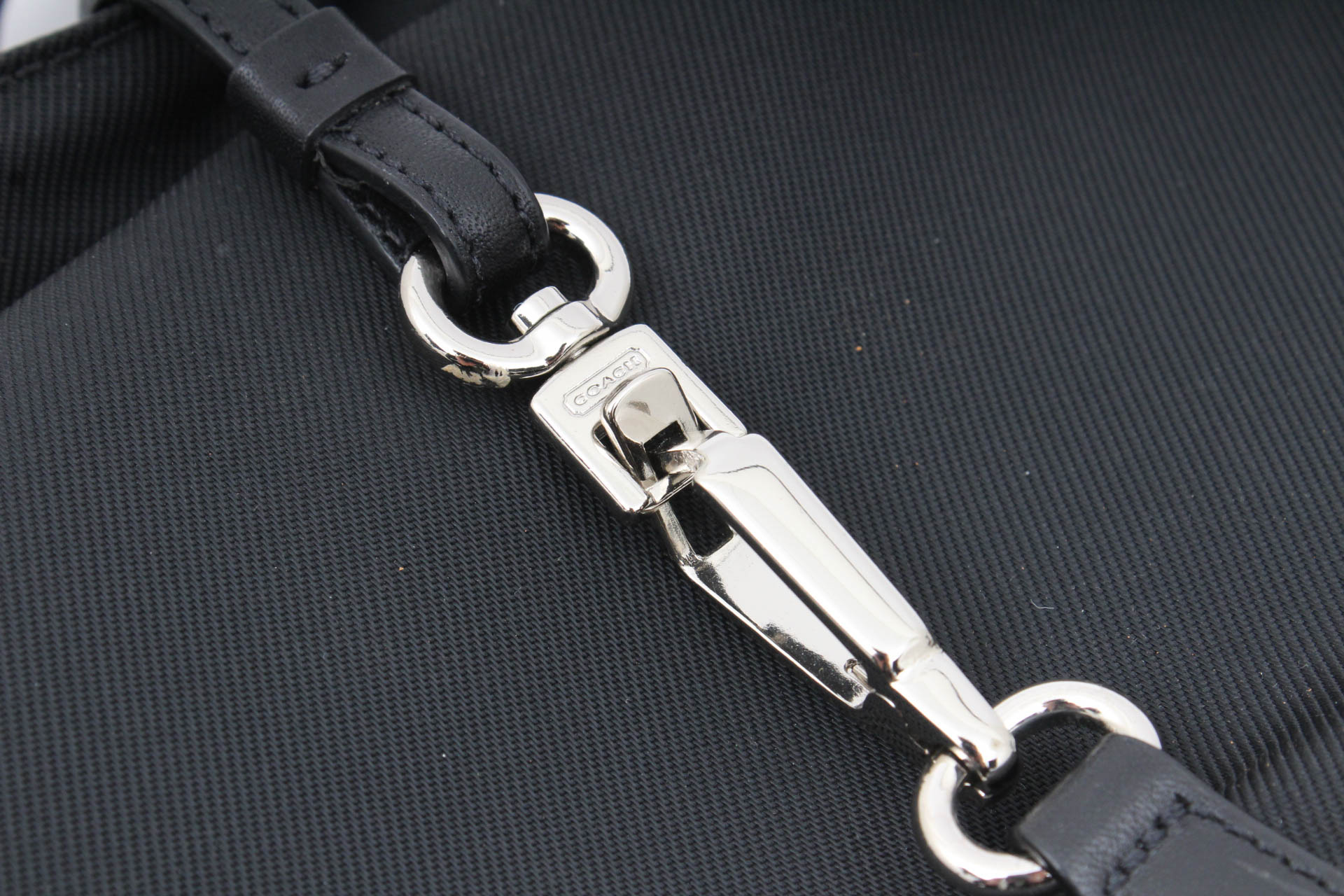 Coach Leather Trimmed Black Nylon Handbag with Accessories