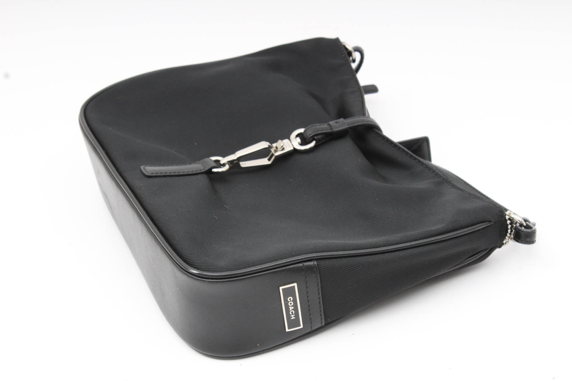 Coach Leather Trimmed Black Nylon Handbag with Accessories