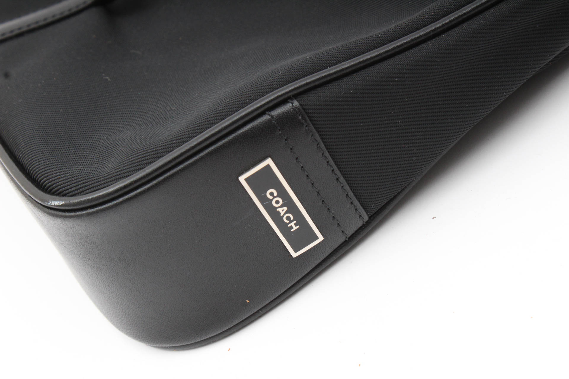 Coach Leather Trimmed Black Nylon Handbag with Accessories