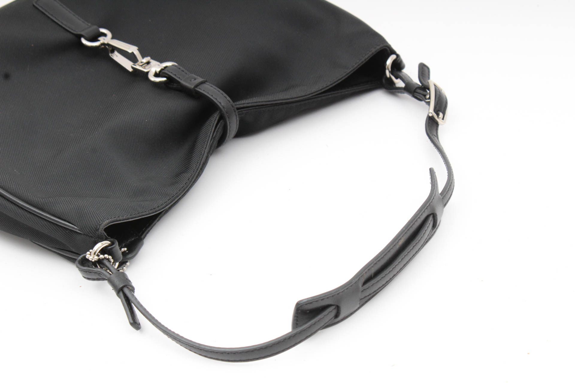 Coach Leather Trimmed Black Nylon Handbag with Accessories