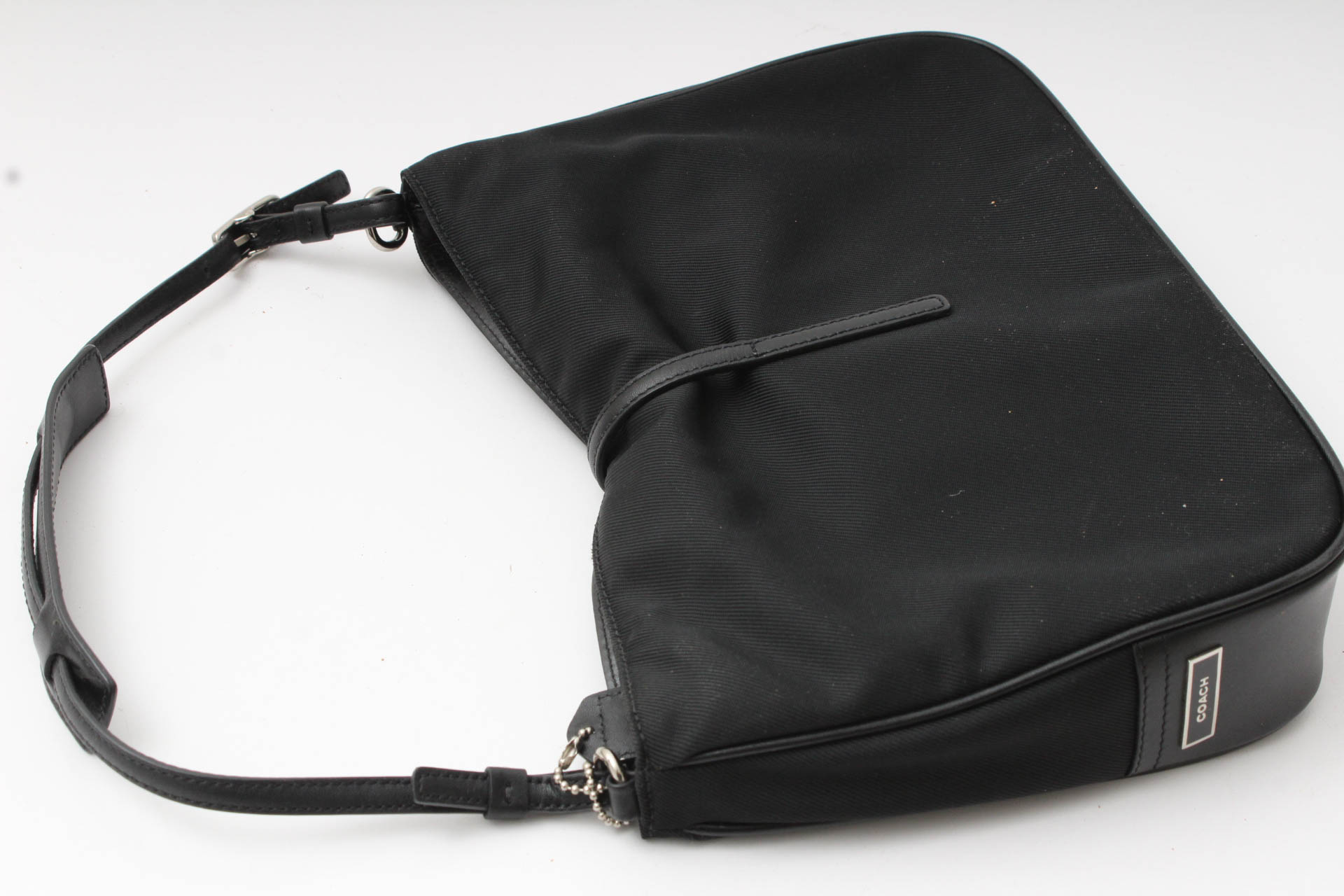 Coach Leather Trimmed Black Nylon Handbag with Accessories