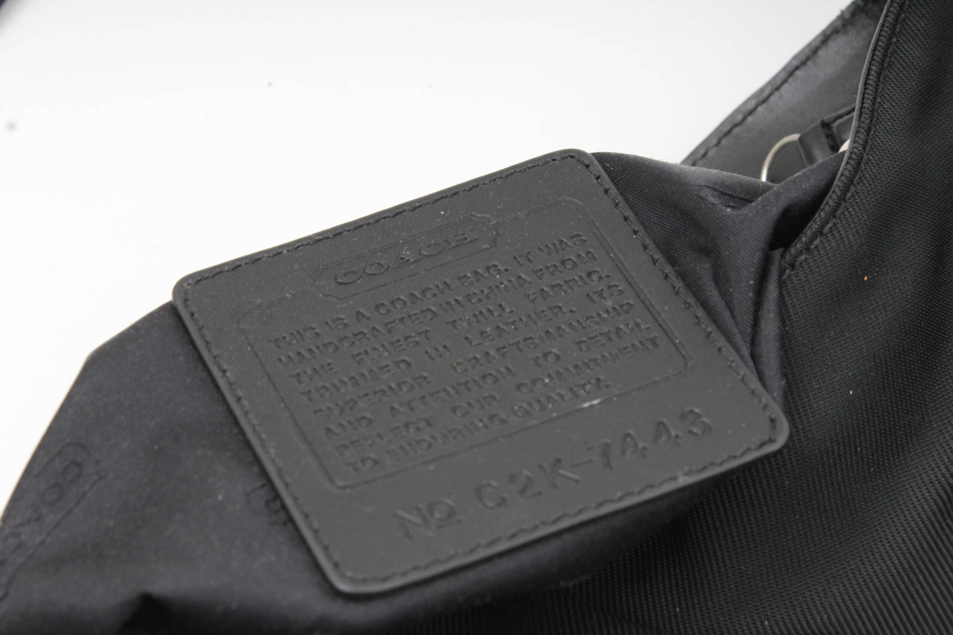 Coach Leather Trimmed Black Nylon Handbag with Accessories